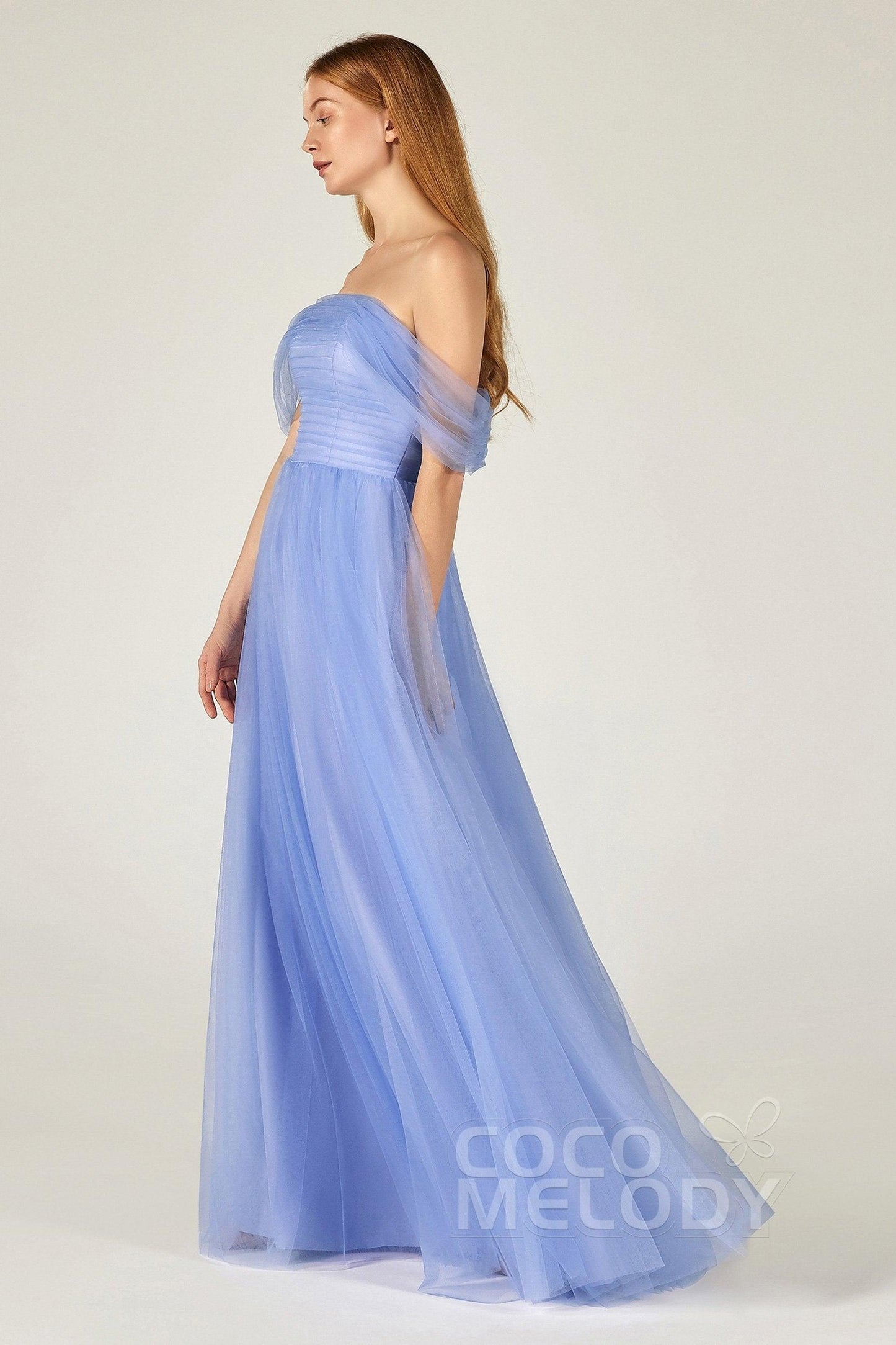 A-Line Floor Length Tulle Bridesmaid Dress CB0382