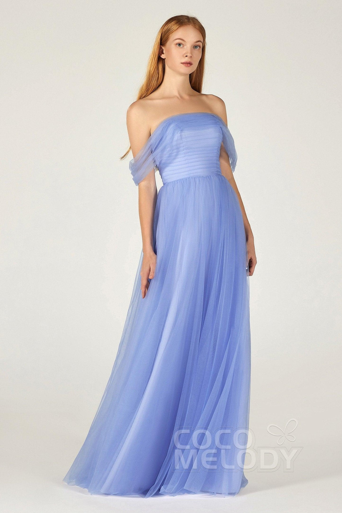 A-Line Floor Length Tulle Bridesmaid Dress CB0382