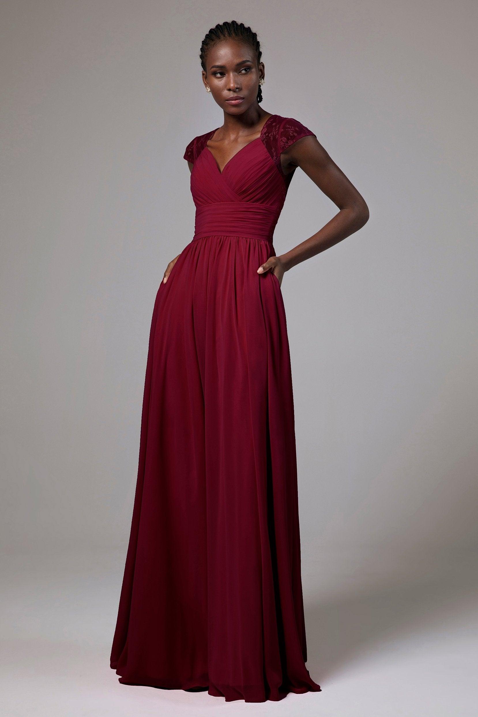 A-Line Floor Length Chiffon Bridesmaid Dress CB0390 - COCOMELODY