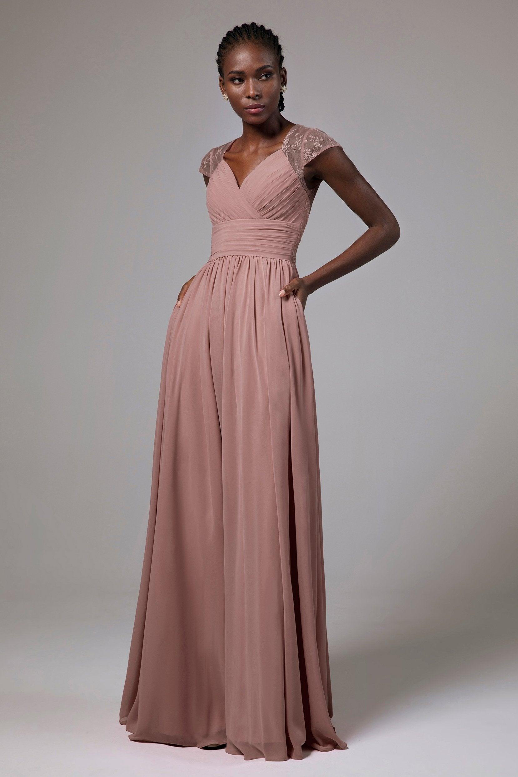 A-Line Floor Length Chiffon Bridesmaid Dress CB0390 - COCOMELODY
