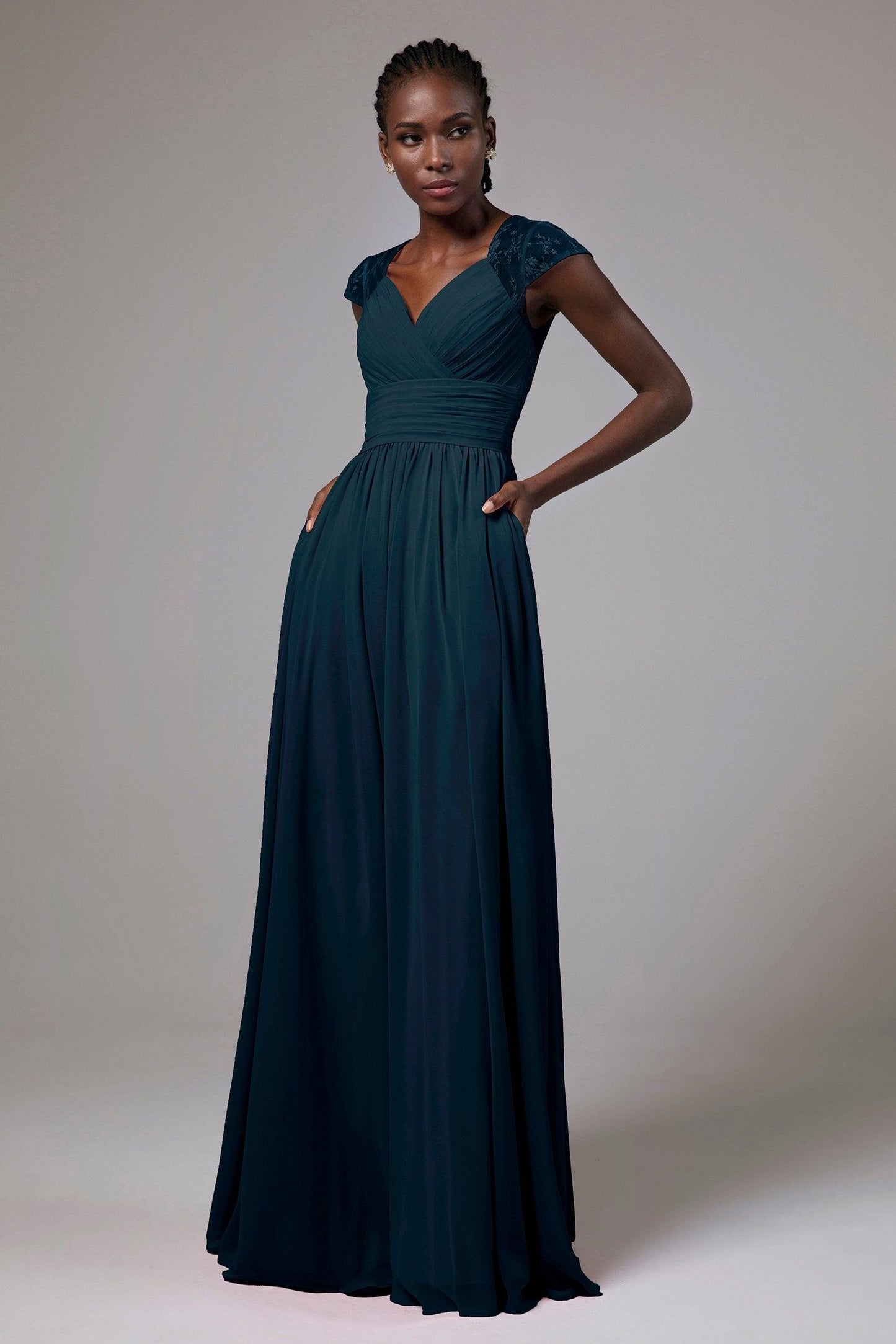 A-Line Floor Length Chiffon Bridesmaid Dress CB0390 - COCOMELODY