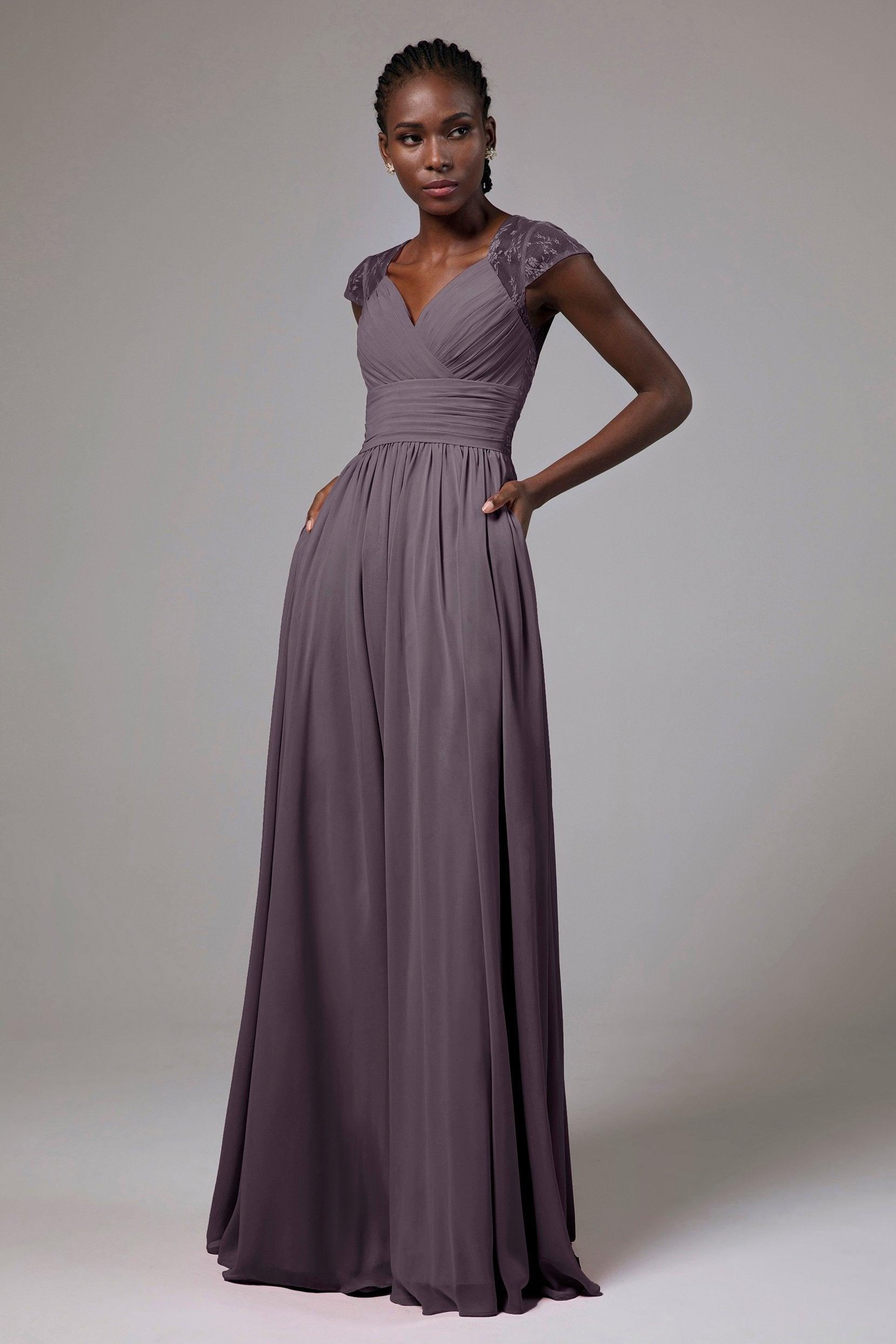 A-Line Floor Length Chiffon Bridesmaid Dress CB0390 - COCOMELODY