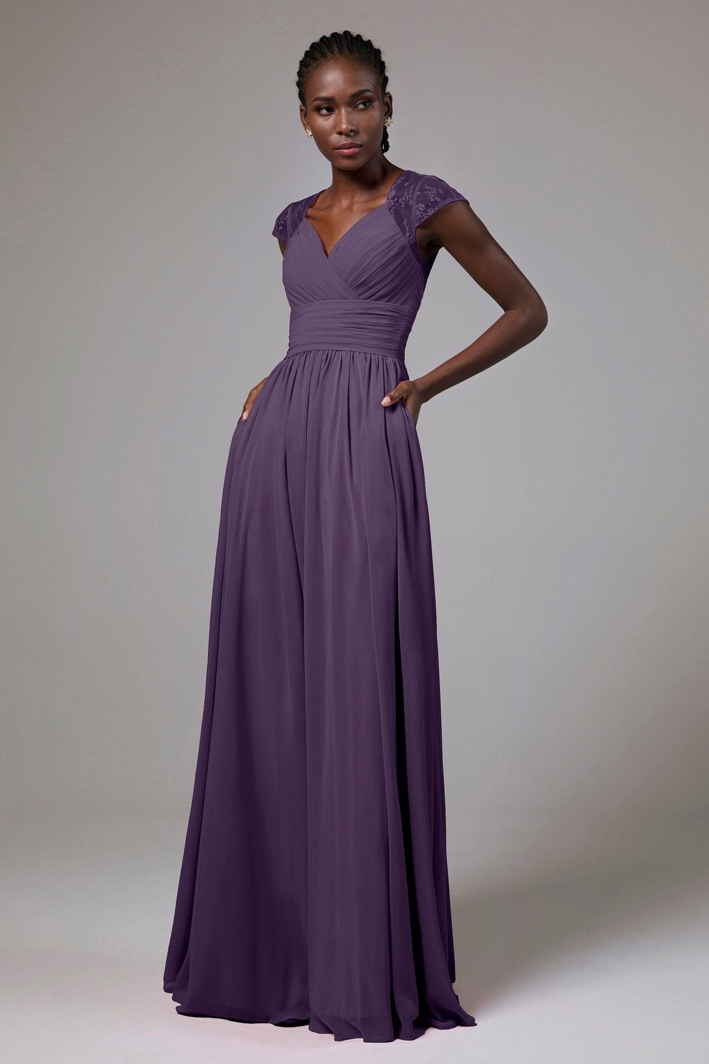 A-Line Floor Length Chiffon Bridesmaid Dress CB0390 - COCOMELODY