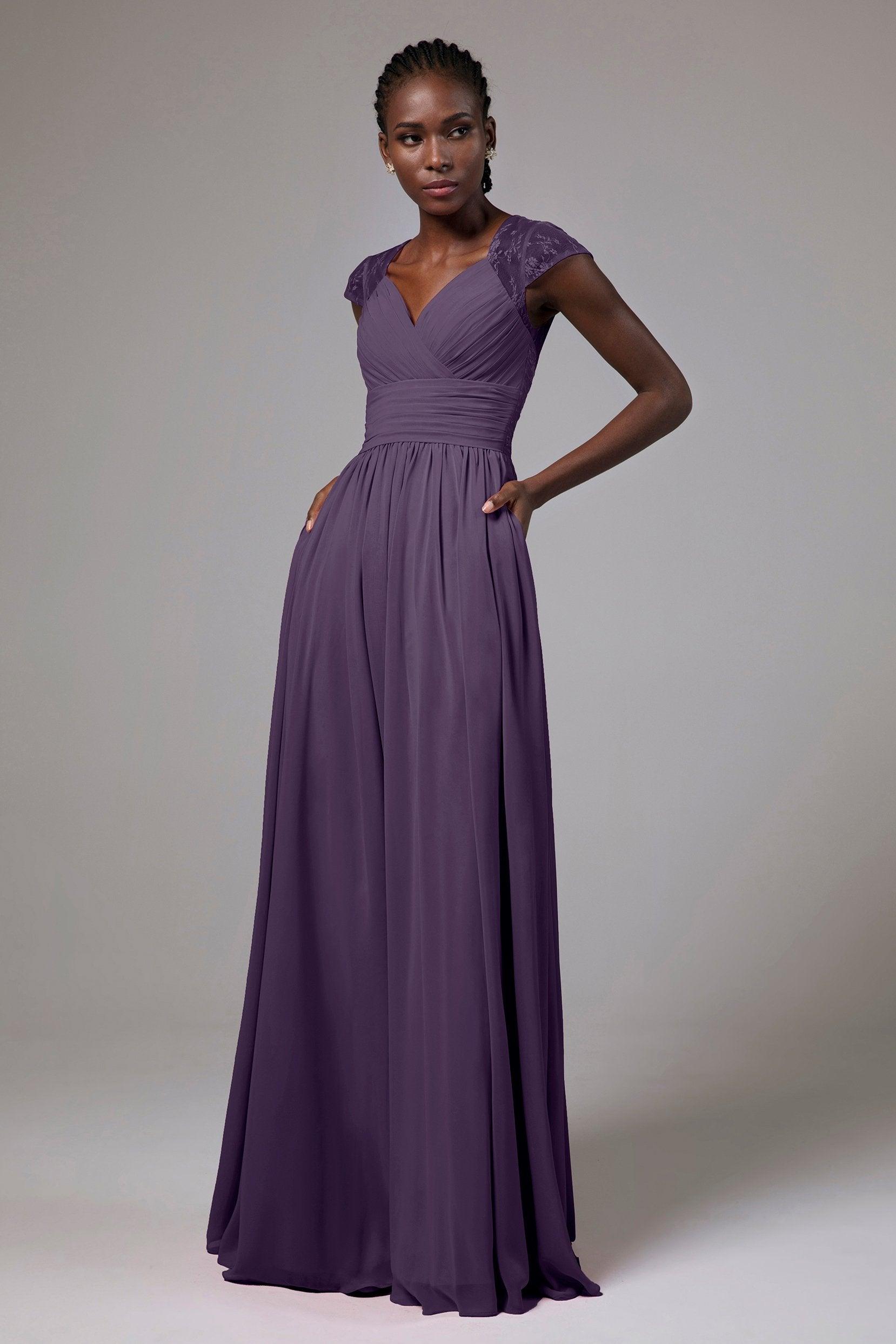 A-Line Floor Length Chiffon Bridesmaid Dress CB0390 - COCOMELODY