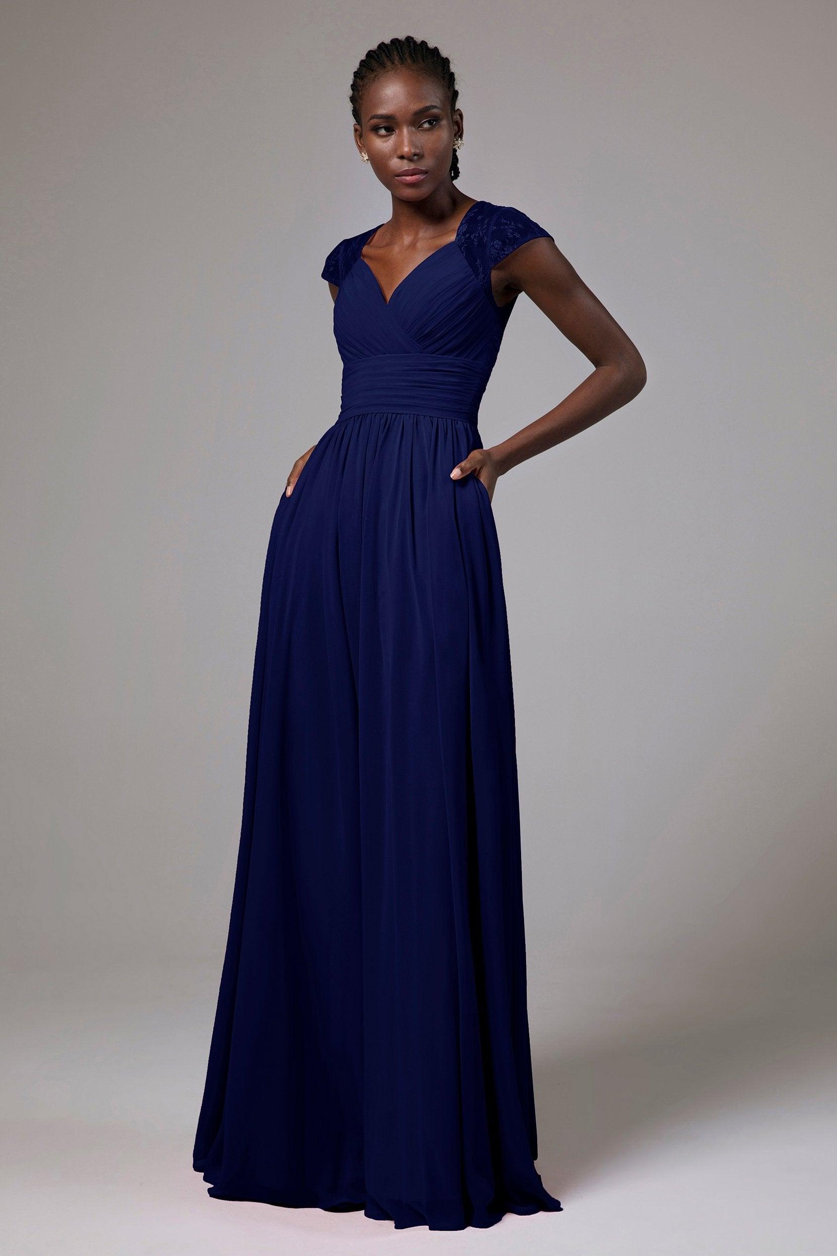A-Line Floor Length Chiffon Bridesmaid Dress CB0390 - COCOMELODY