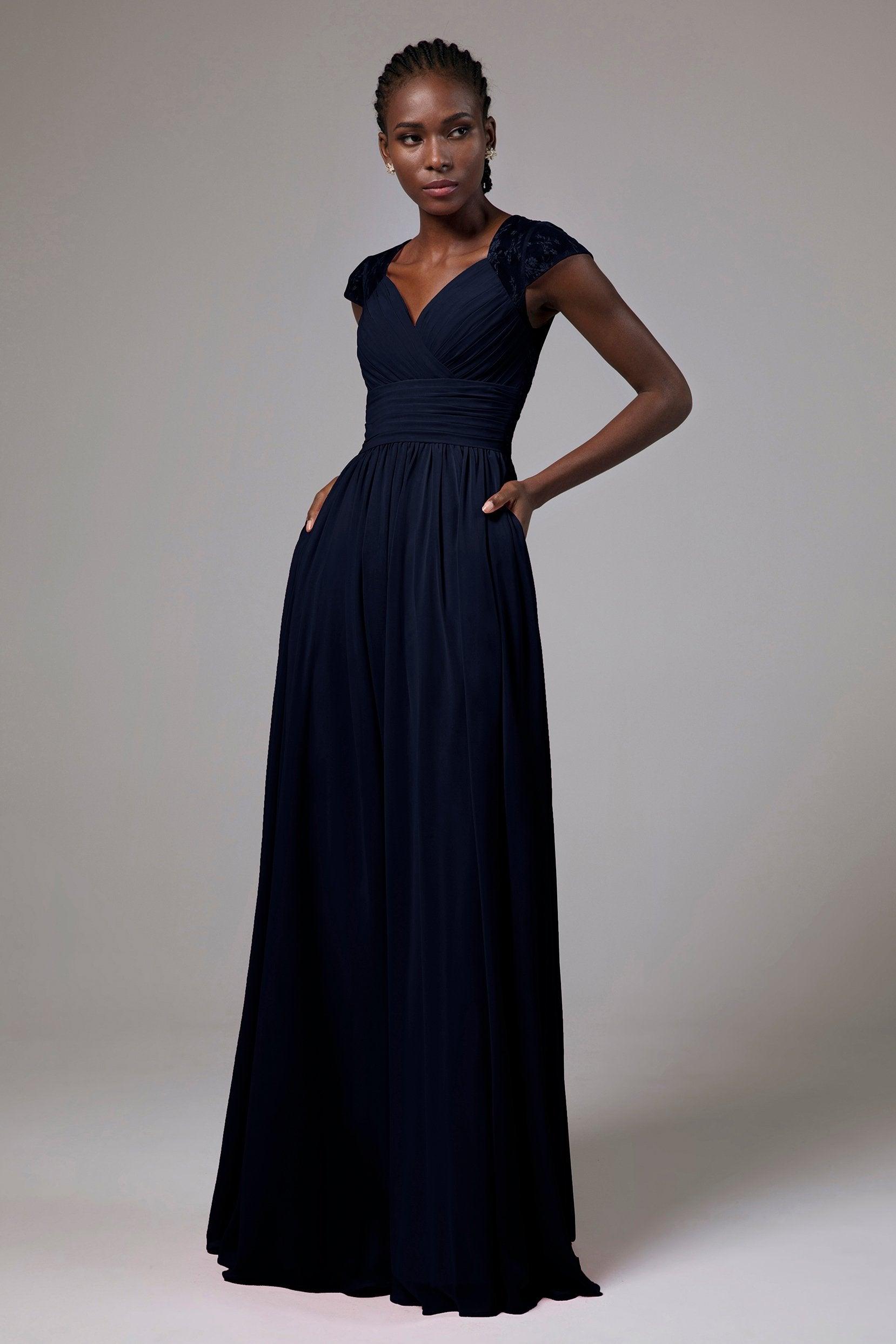 A-Line Floor Length Chiffon Bridesmaid Dress CB0390 - COCOMELODY