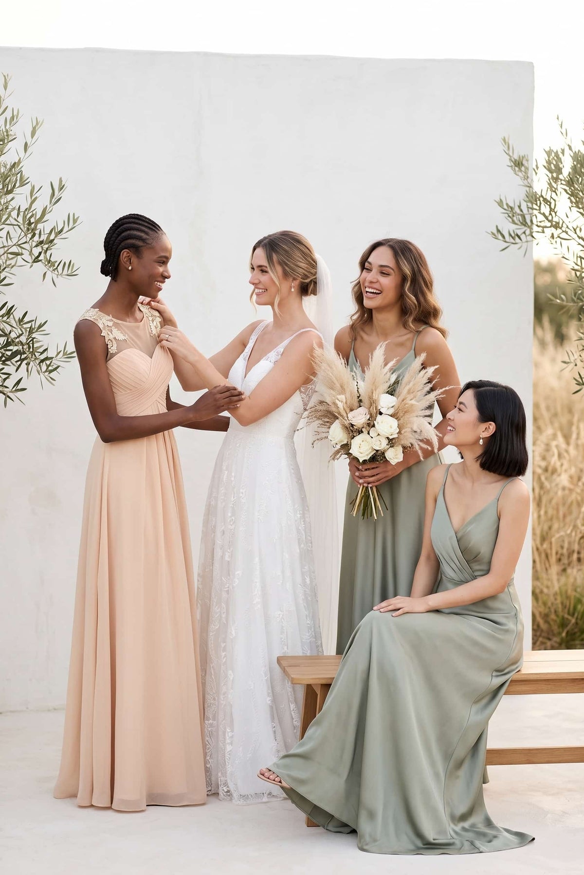 A-Line Floor Length Chiffon Bridesmaid Dress CB0397 - Dark Champagne - COCOMELODY
