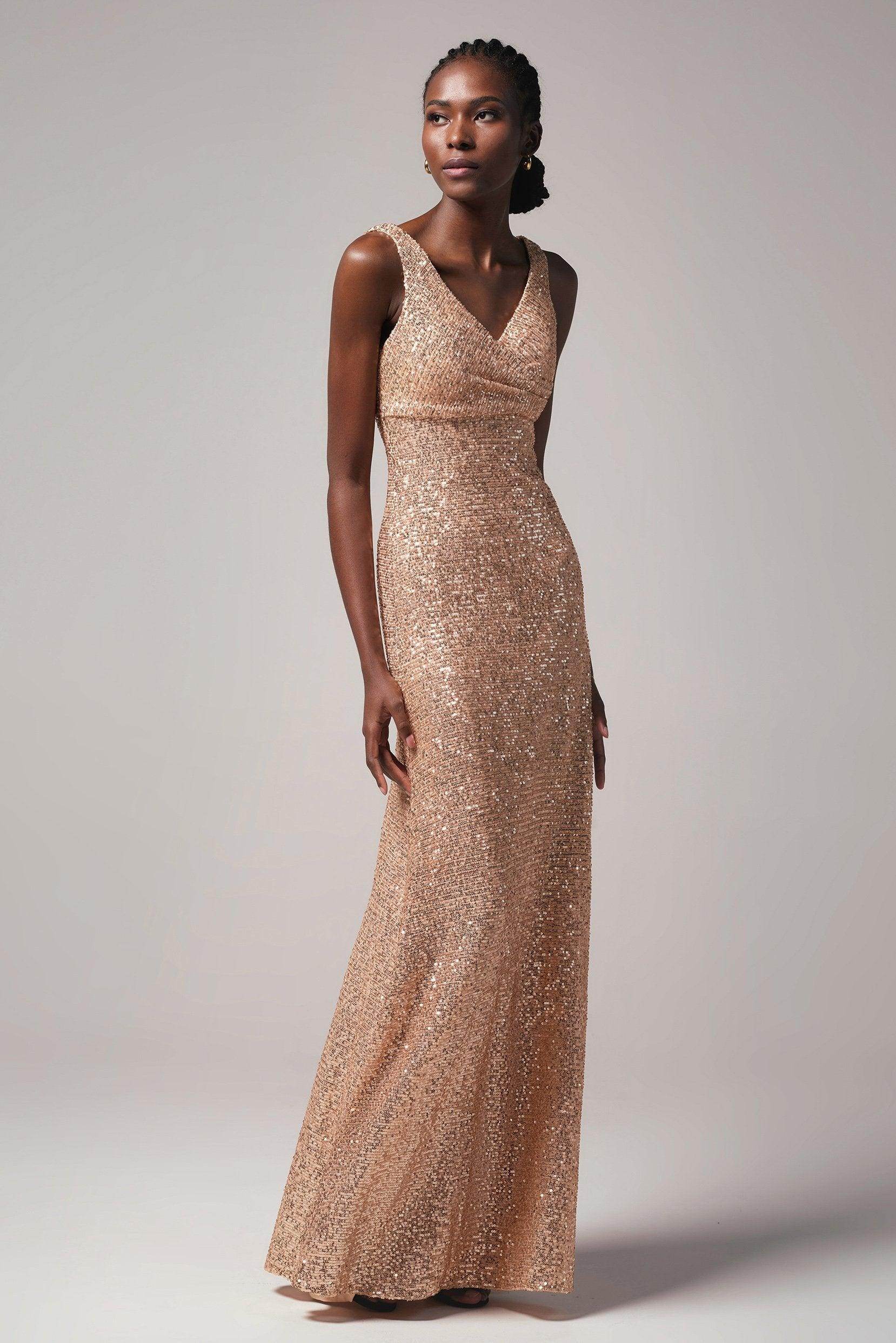 Sheath-Column Floor Length Sequined Dress CB0404 - COCOMELODY