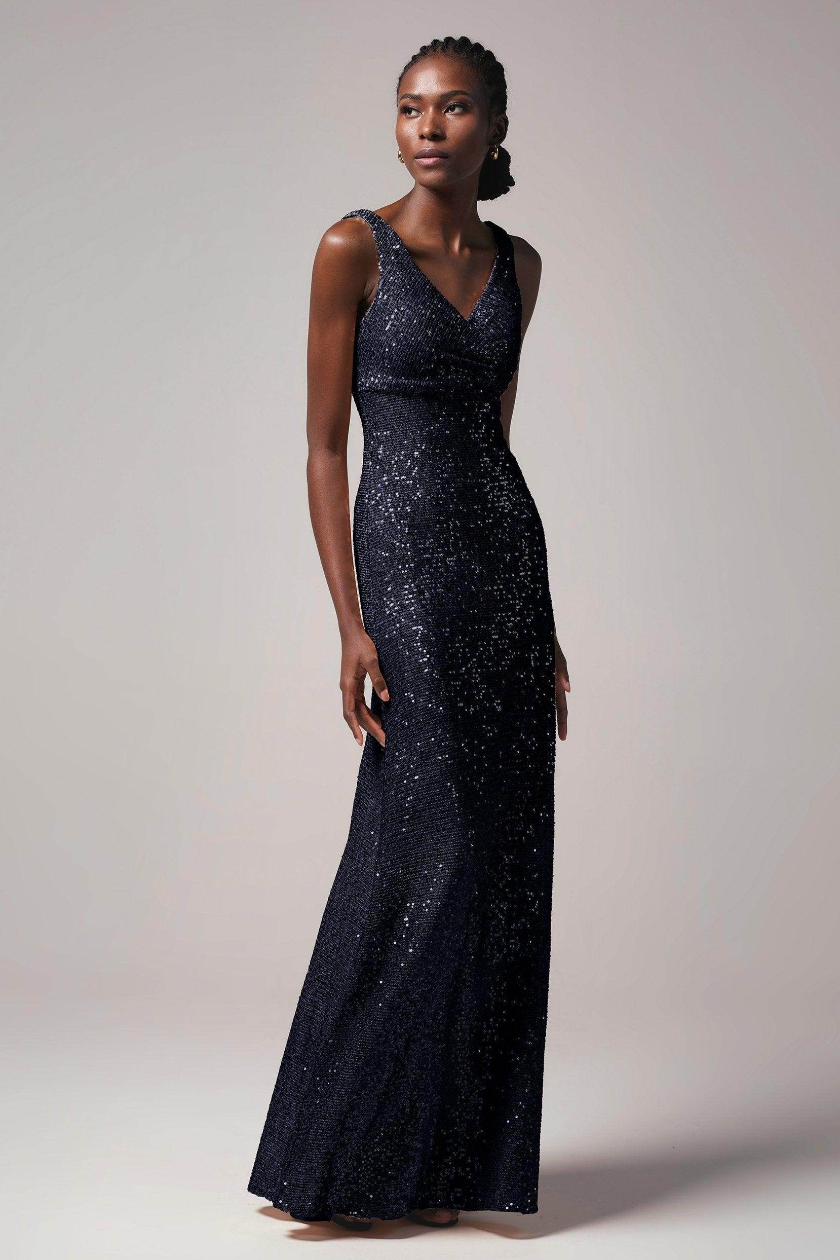 Sheath-Column Floor Length Sequined Dress CB0404 - COCOMELODY