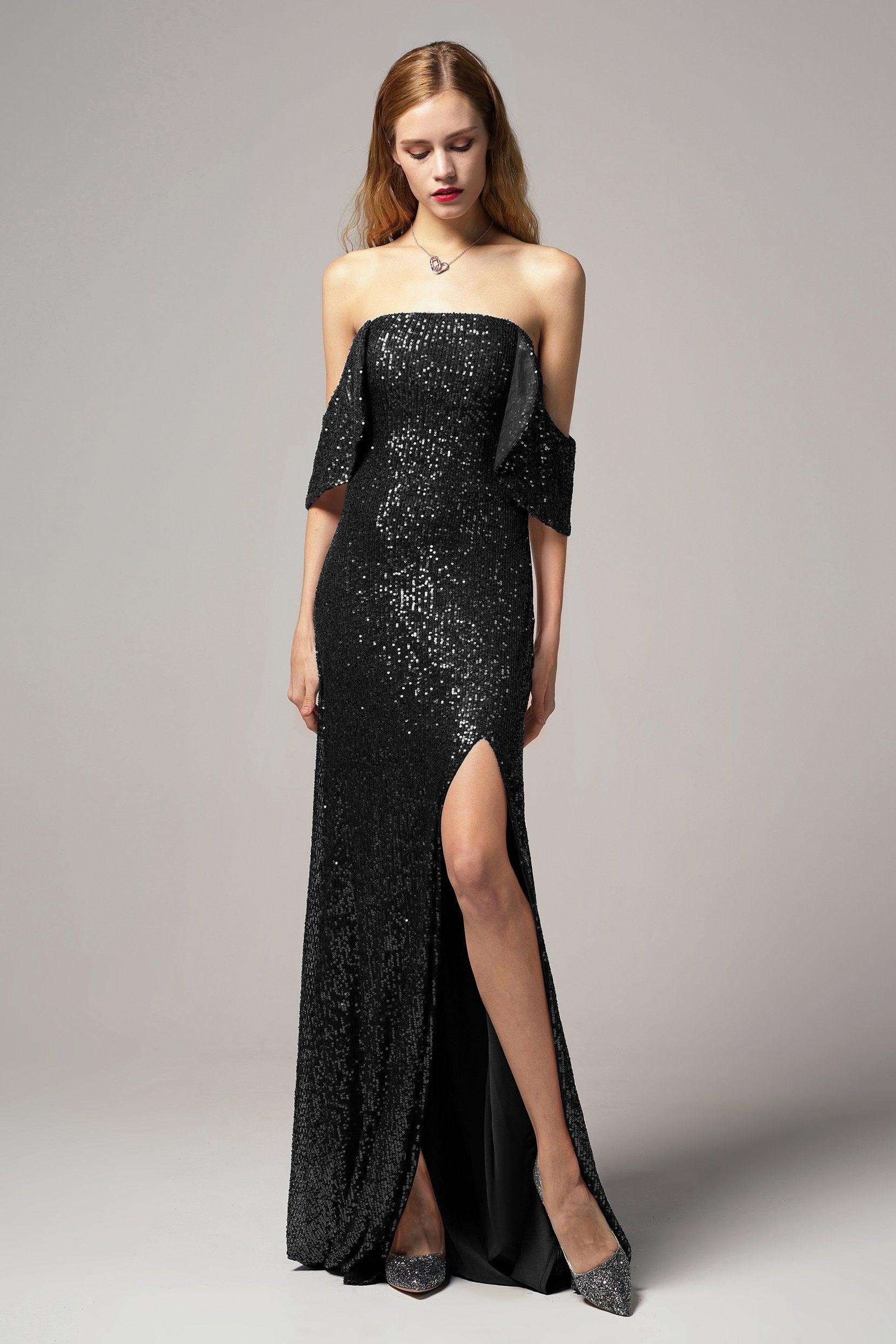 Sheath-Column Floor Length Sequined Dress CB0405 - COCOMELODY