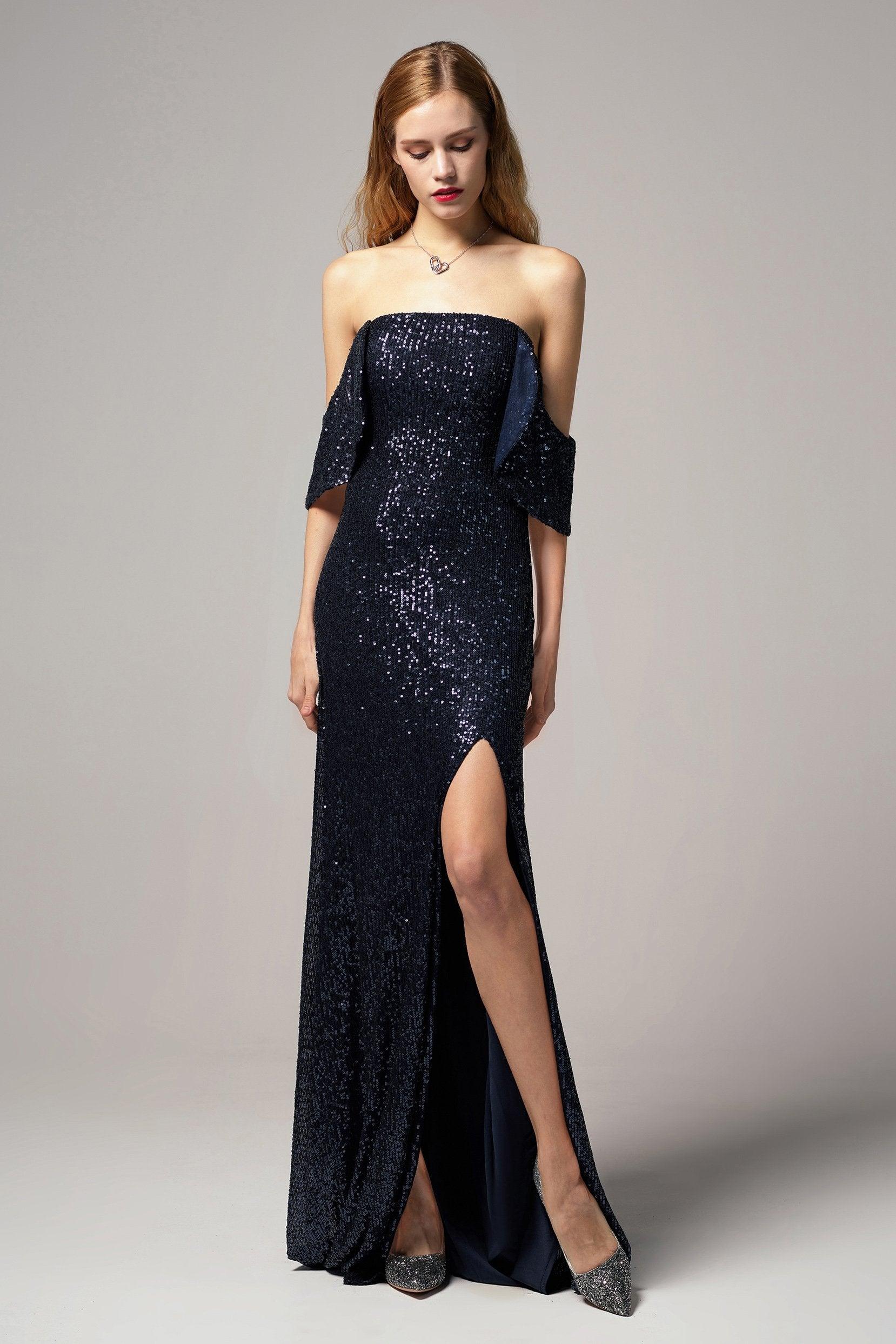 Sheath-Column Floor Length Sequined Dress CB0405 - COCOMELODY