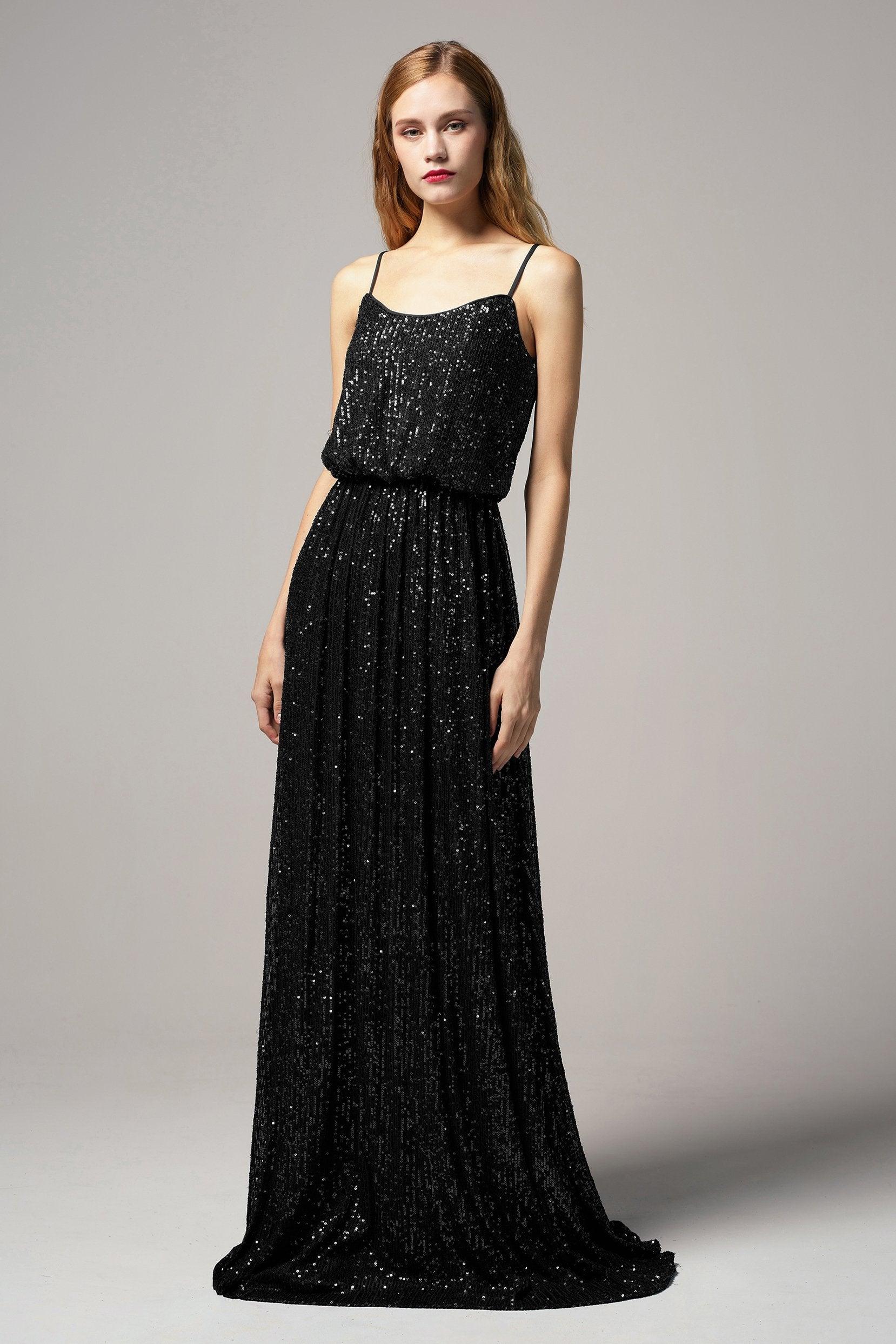 A-Line Floor Length Sequined Dress CB0407 - COCOMELODY