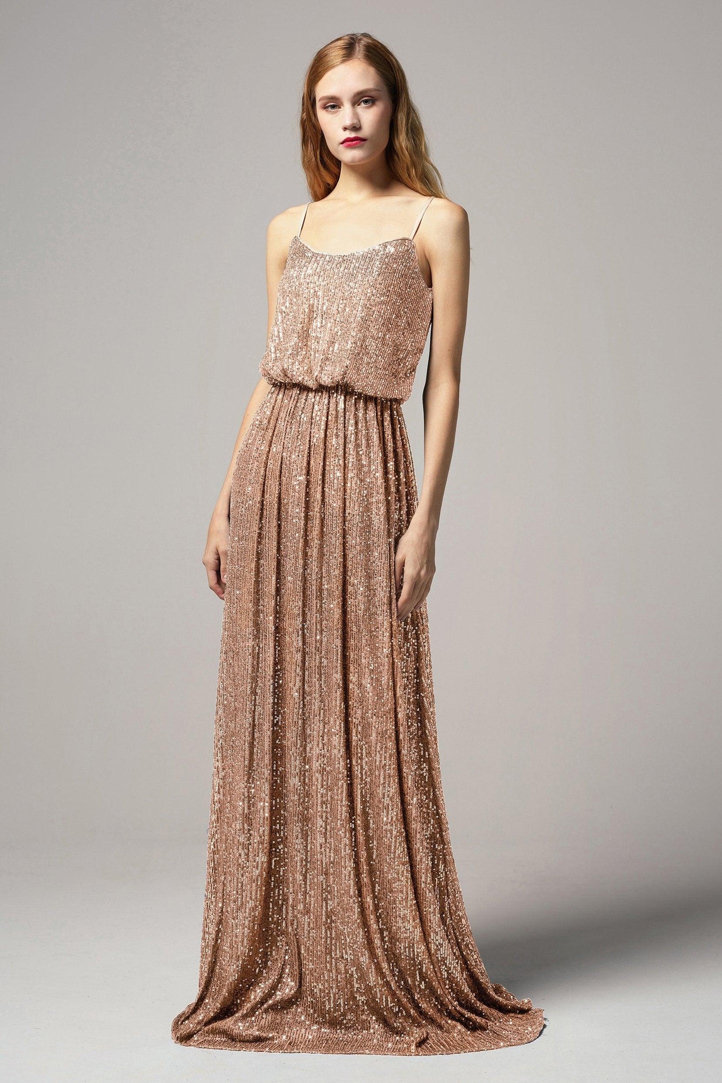 A-Line Floor Length Sequined Dress CB0407 - COCOMELODY