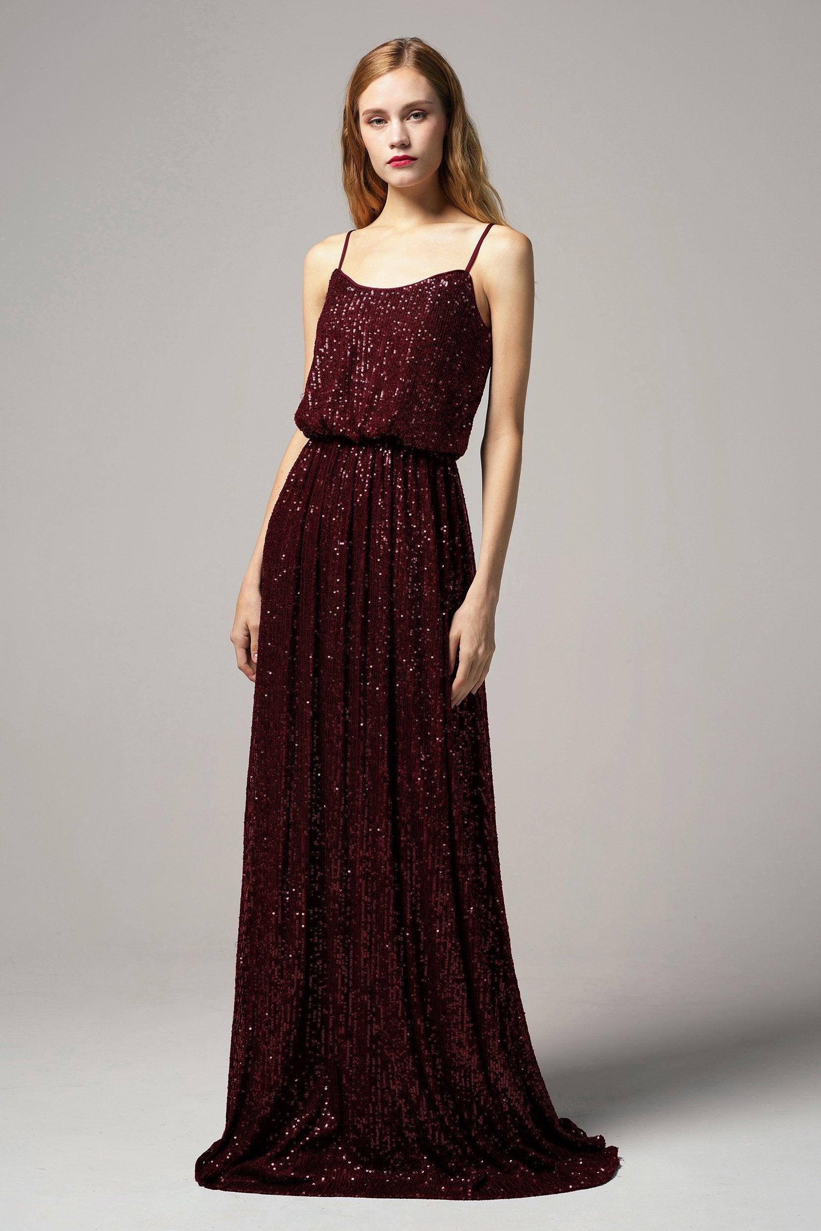A-Line Floor Length Sequined Dress CB0407 - COCOMELODY