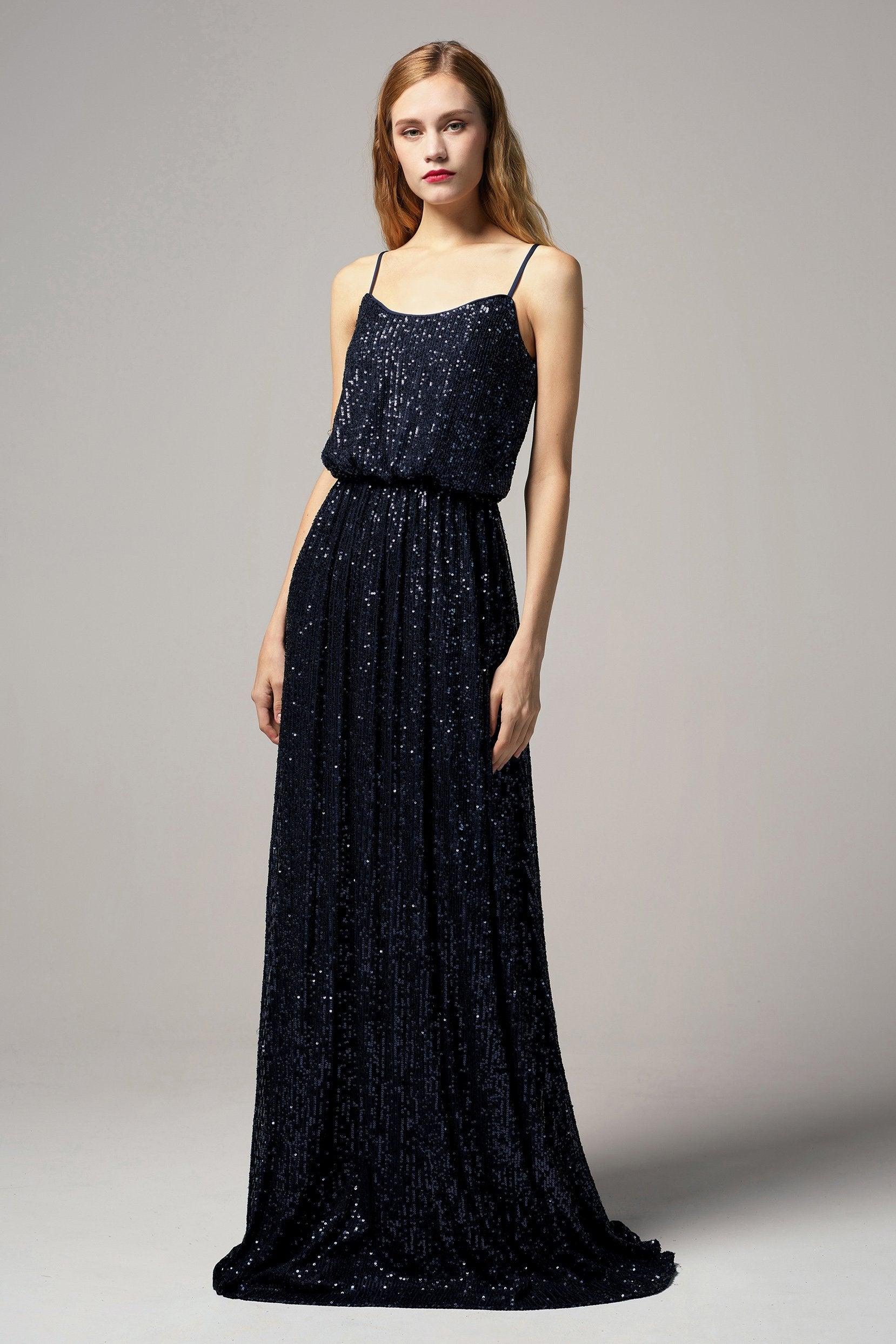 A-Line Floor Length Sequined Dress CB0407 - COCOMELODY