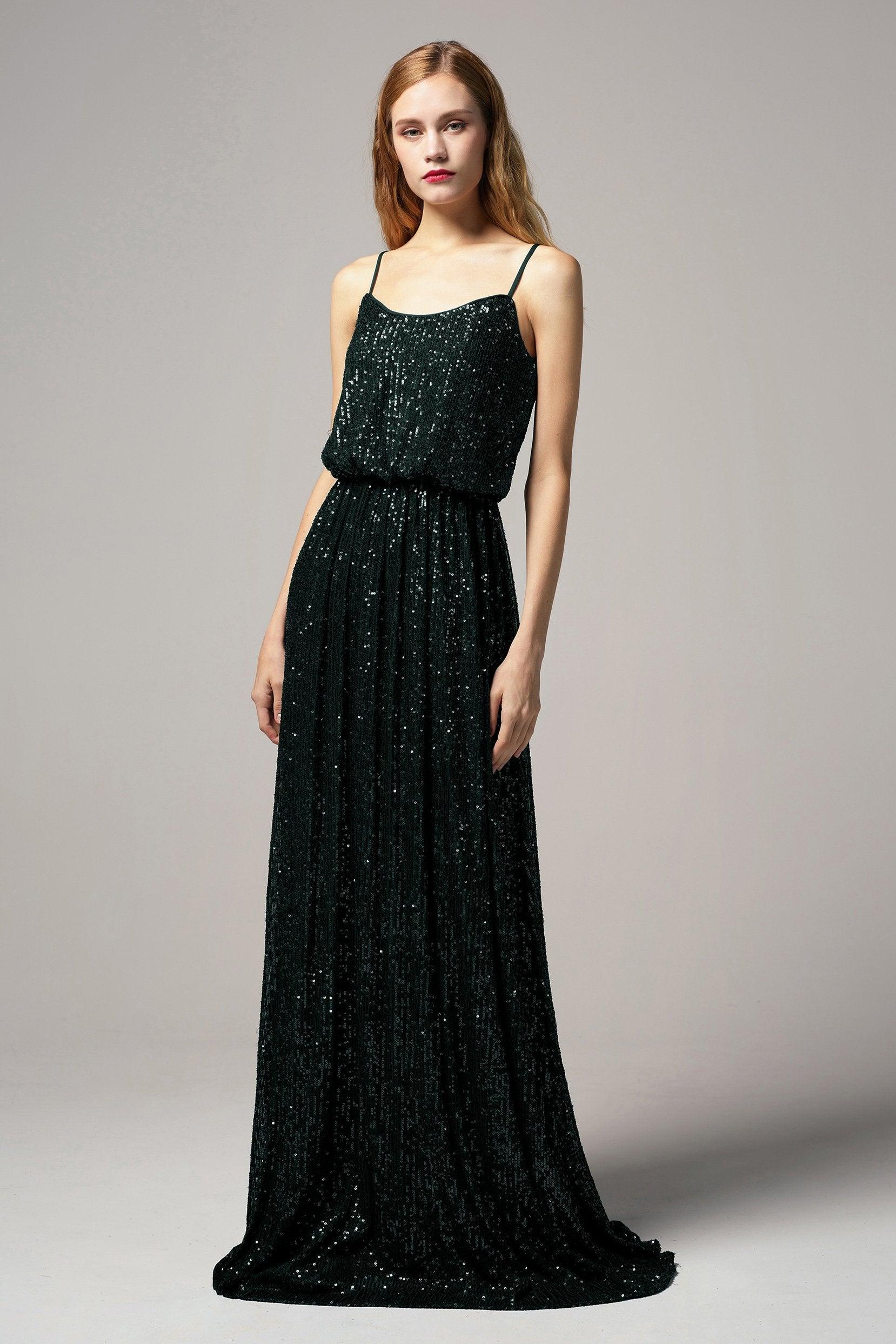 A-Line Floor Length Sequined Dress CB0407 - COCOMELODY