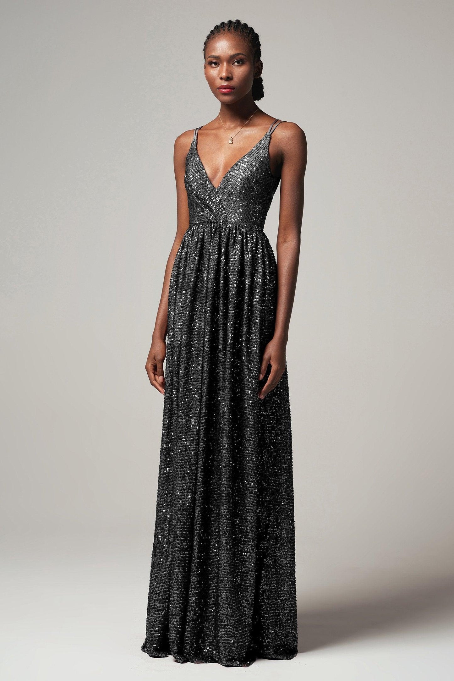 A-Line Floor Length Sequined Dress CB0408 - COCOMELODY
