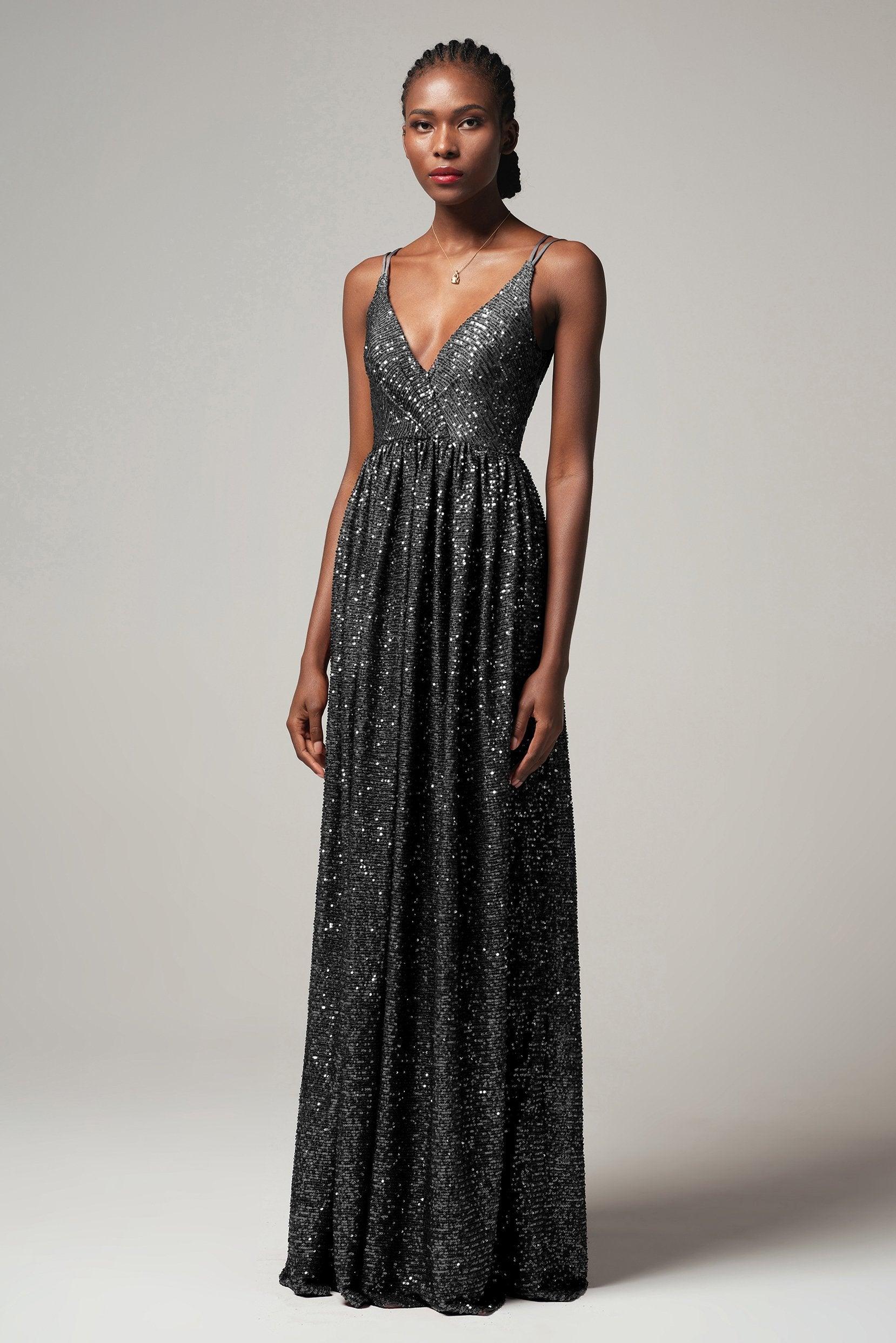 A-Line Floor Length Sequined Dress CB0408 - COCOMELODY