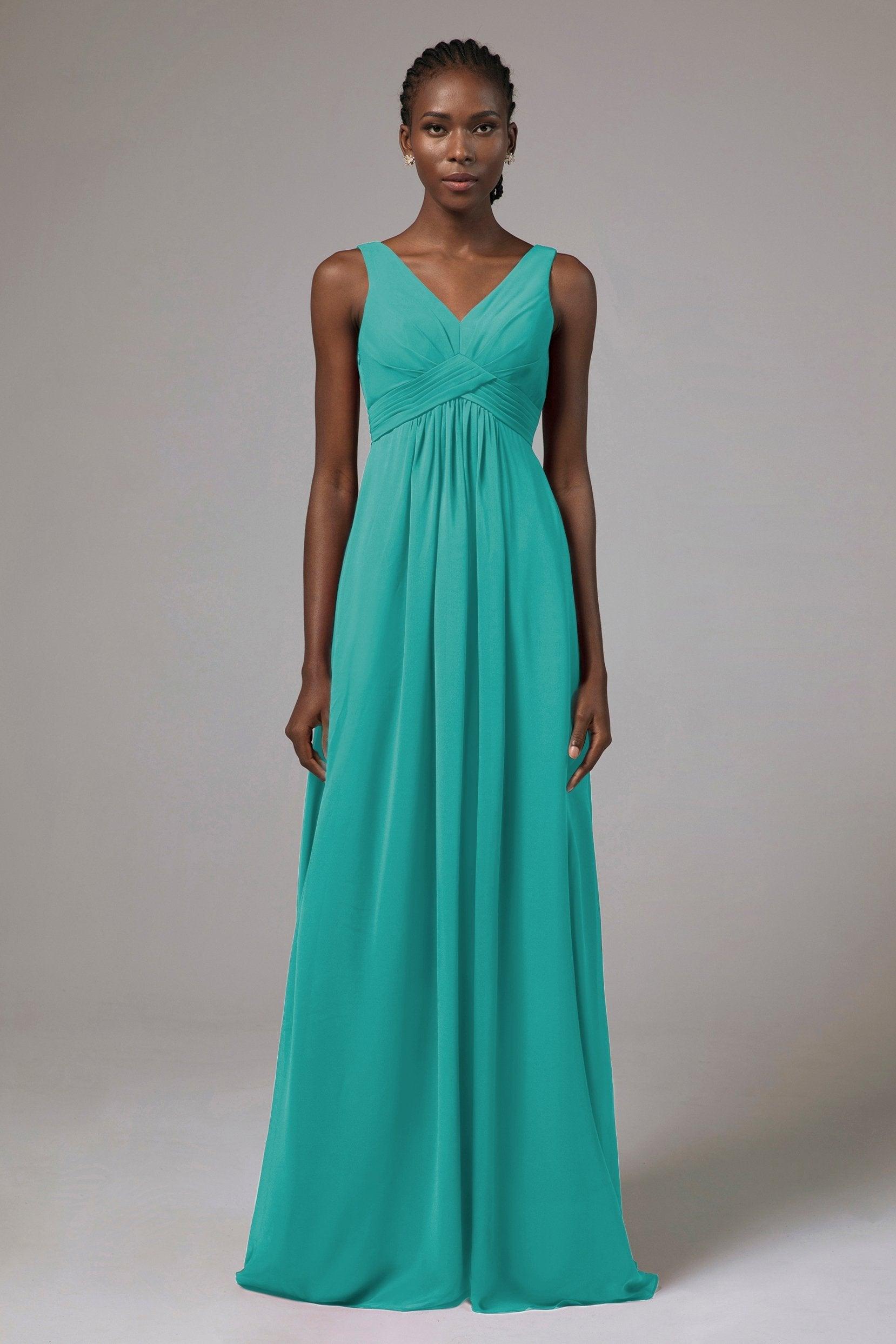 A-Line Floor Length Chiffon Bridesmaid Dress Formal Dresses CB0411 - COCOMELODY