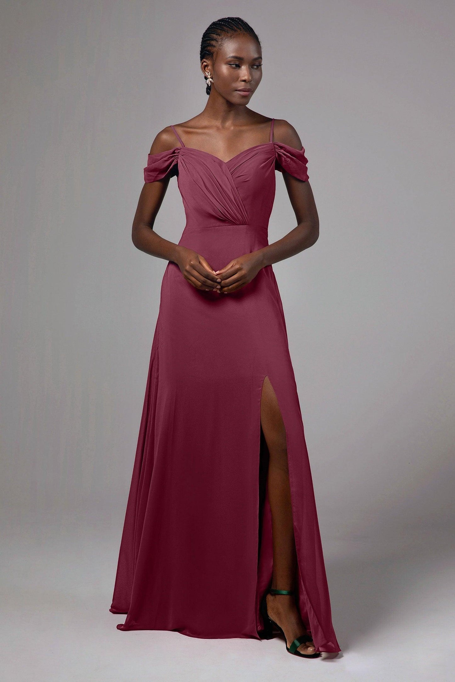 A-Line Floor Length Chiffon Bridesmaid Dress Formal Dresses CB0412 - COCOMELODY