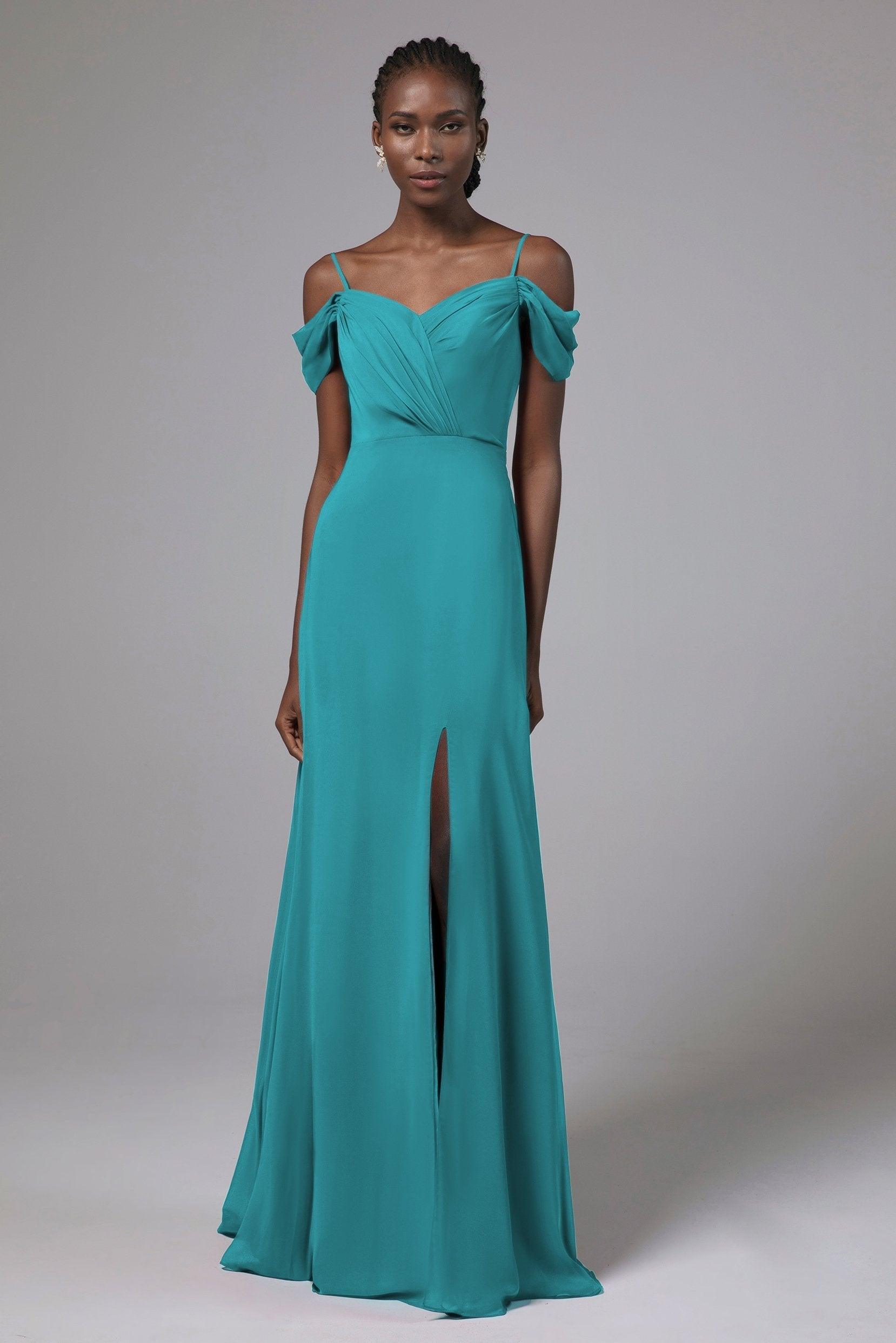 A-Line Floor Length Chiffon Bridesmaid Dress Formal Dresses CB0412 - COCOMELODY