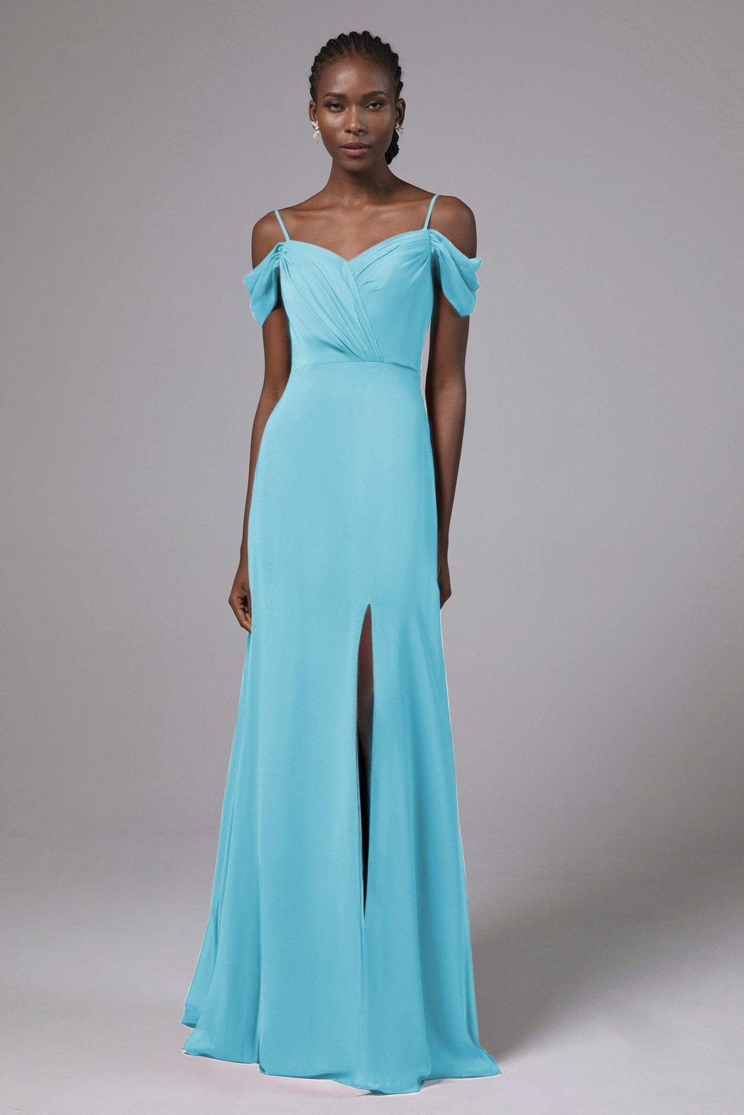 A-Line Floor Length Chiffon Bridesmaid Dress Formal Dresses CB0412 - COCOMELODY