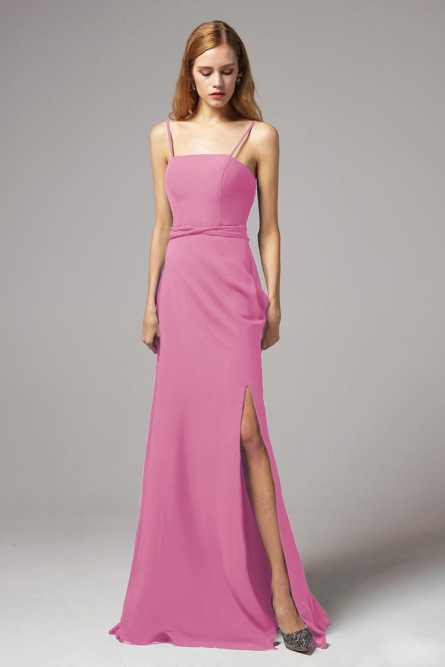 A-Line Floor Length Chiffon Bridesmaid Dress CB0414 - COCOMELODY