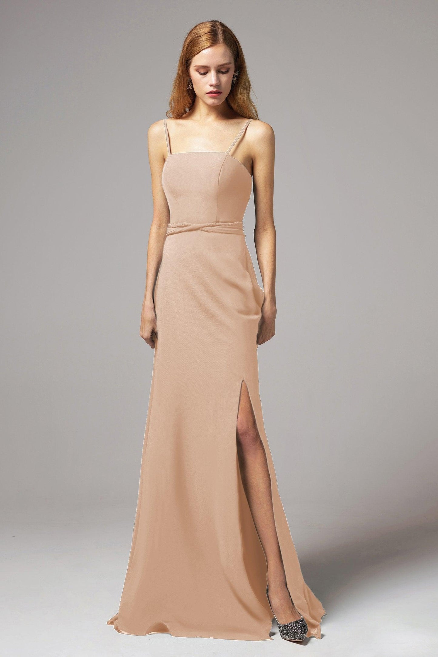 A-Line Floor Length Chiffon Bridesmaid Dress CB0414 - COCOMELODY