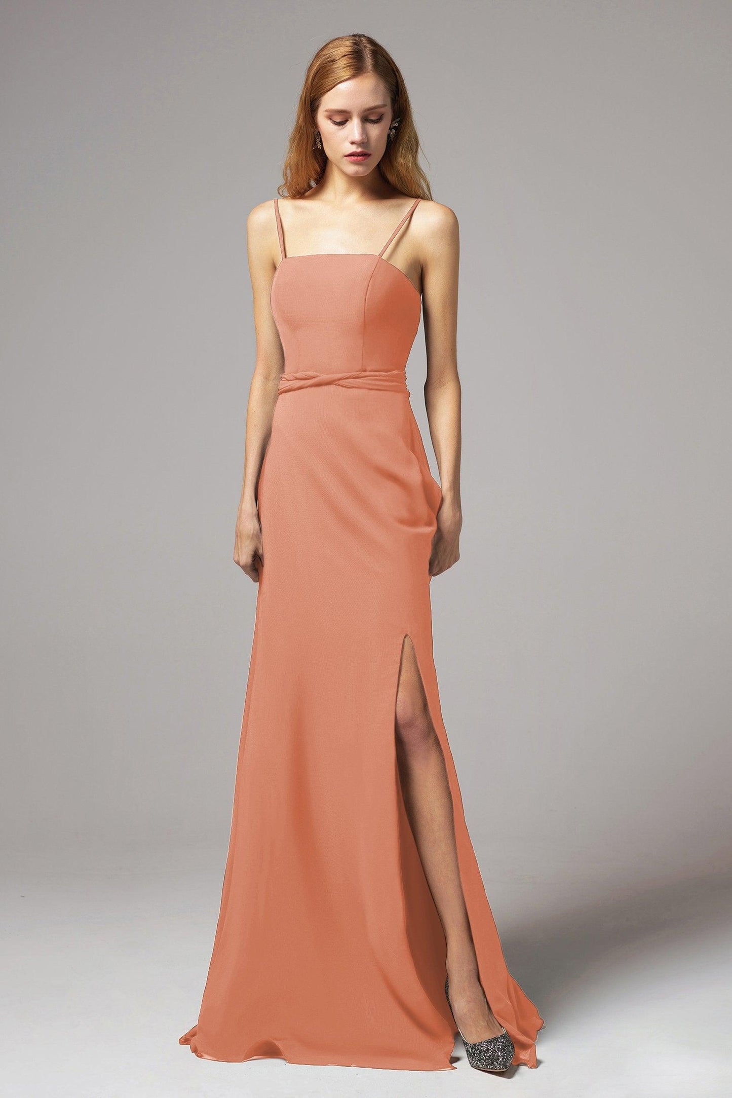 A-Line Floor Length Chiffon Bridesmaid Dress CB0414 - COCOMELODY