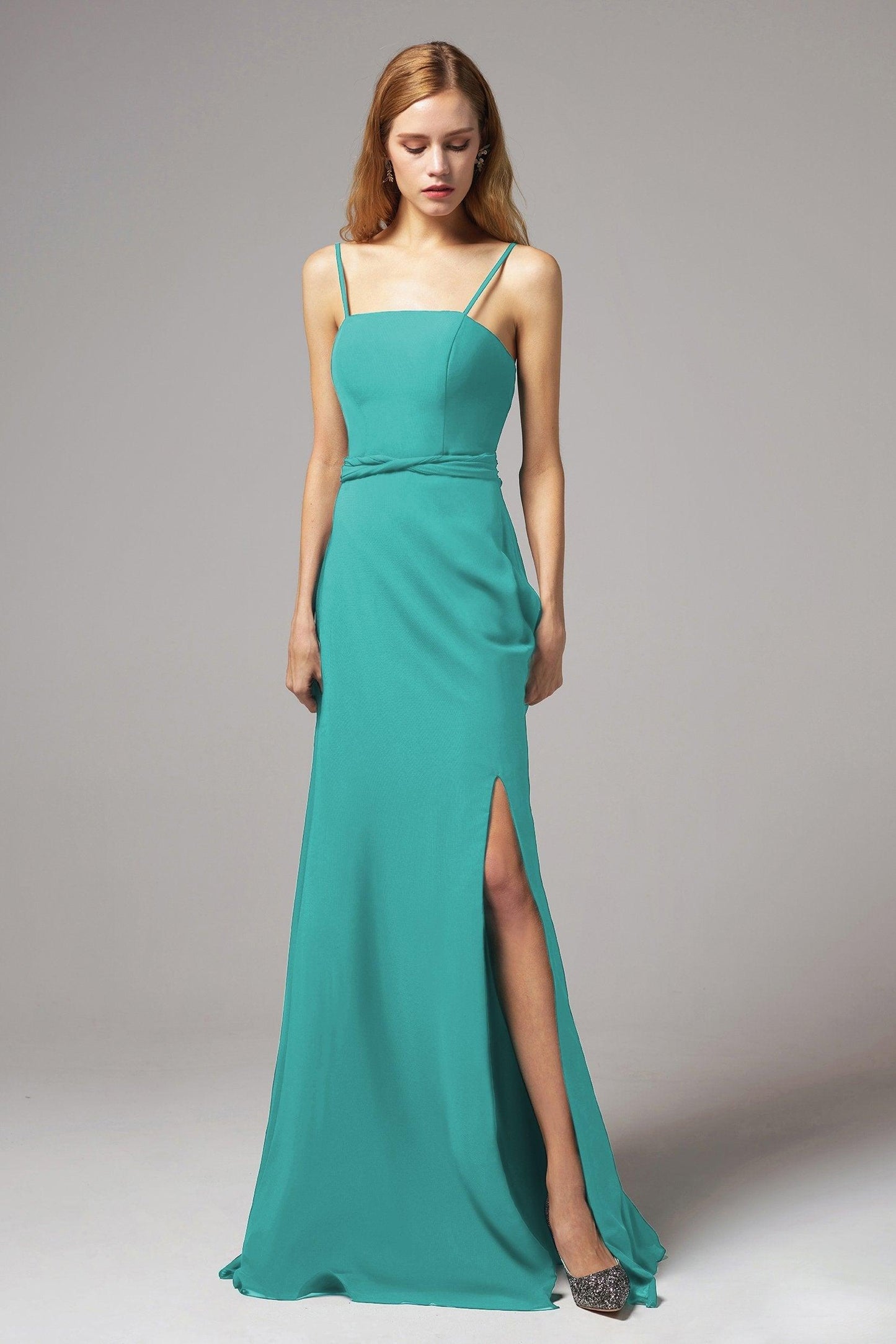 A-Line Floor Length Chiffon Bridesmaid Dress CB0414 - COCOMELODY