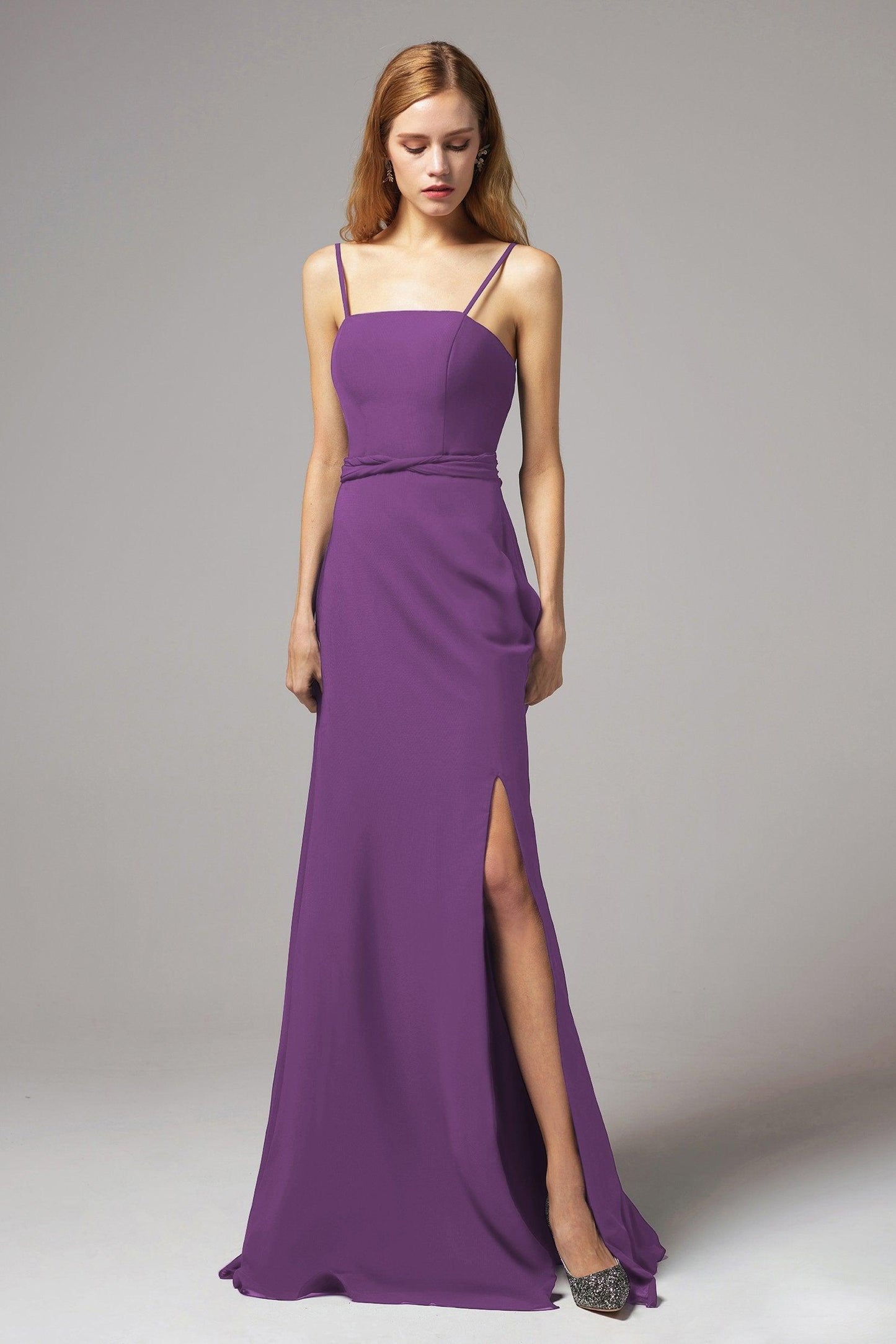 A-Line Floor Length Chiffon Bridesmaid Dress CB0414 - COCOMELODY