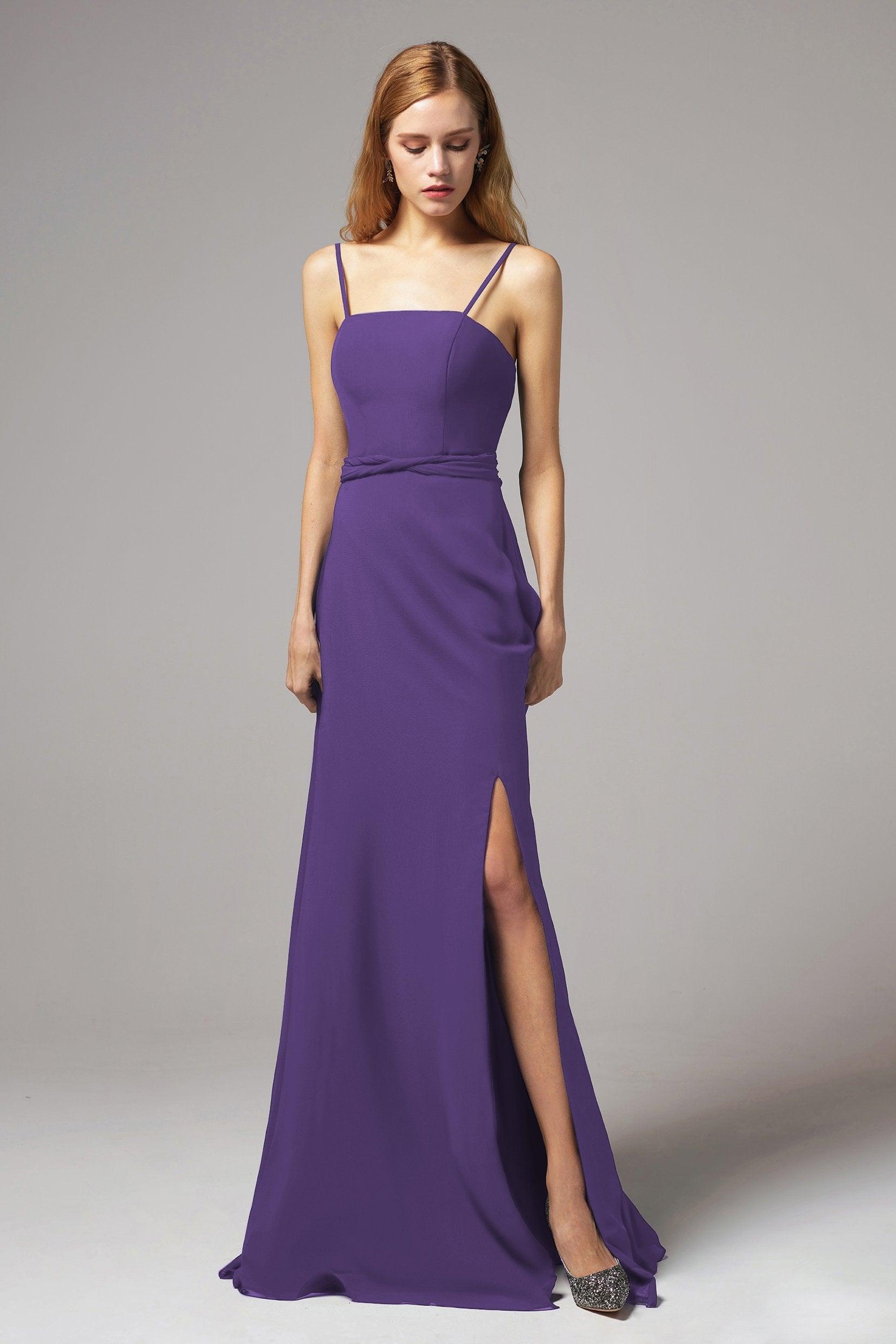 A-Line Floor Length Chiffon Bridesmaid Dress CB0414 - COCOMELODY