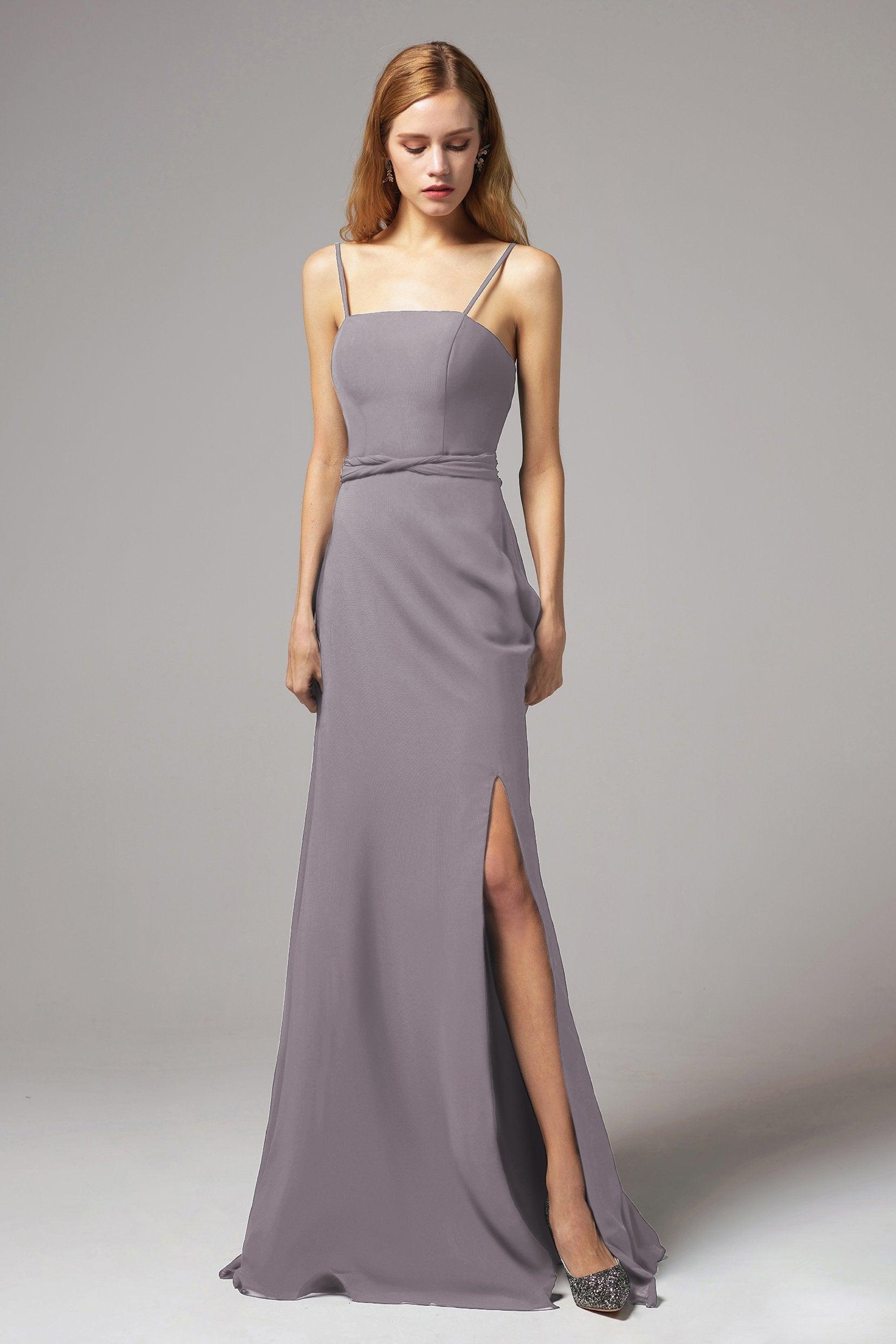 A-Line Floor Length Chiffon Bridesmaid Dress CB0414 - COCOMELODY