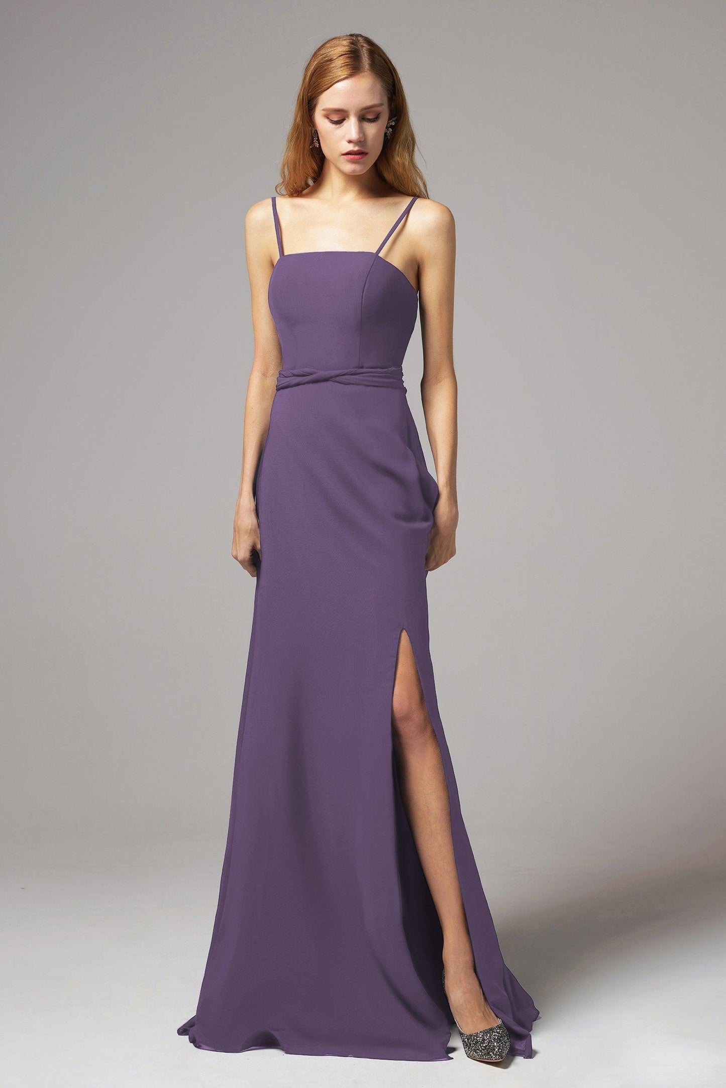 A-Line Floor Length Chiffon Bridesmaid Dress CB0414 - COCOMELODY