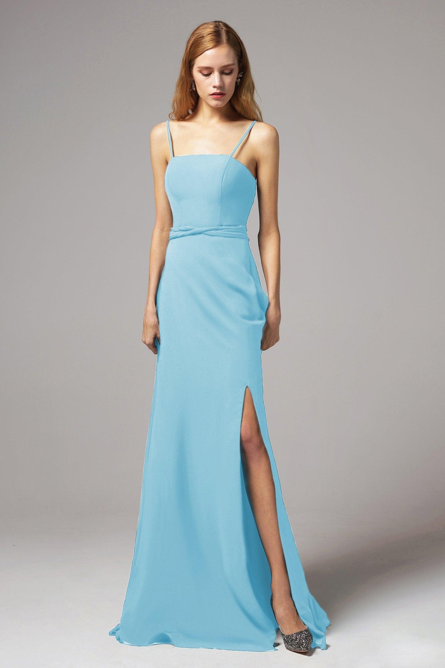A-Line Floor Length Chiffon Bridesmaid Dress CB0414 - COCOMELODY