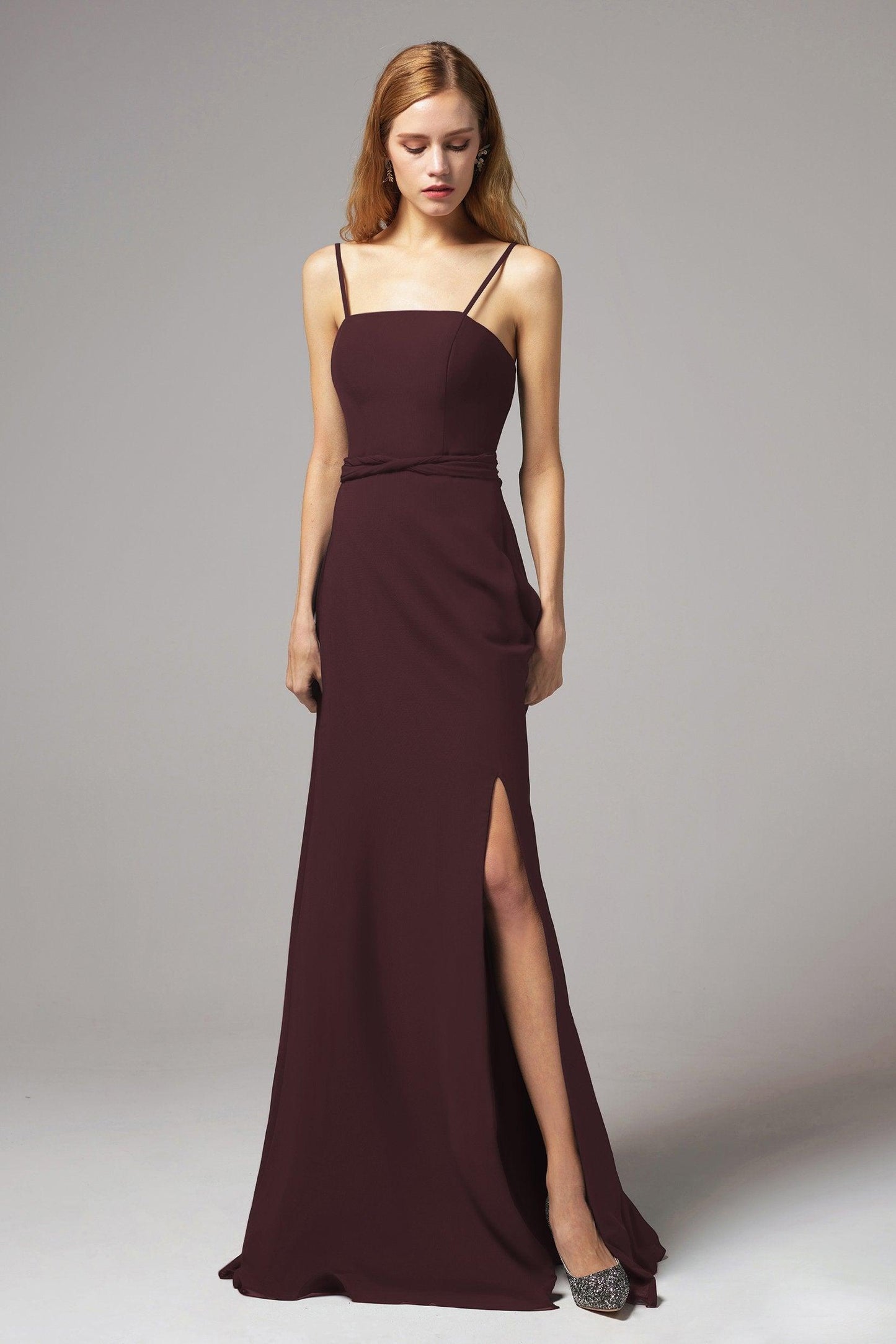 A-Line Floor Length Chiffon Bridesmaid Dress CB0414 - COCOMELODY