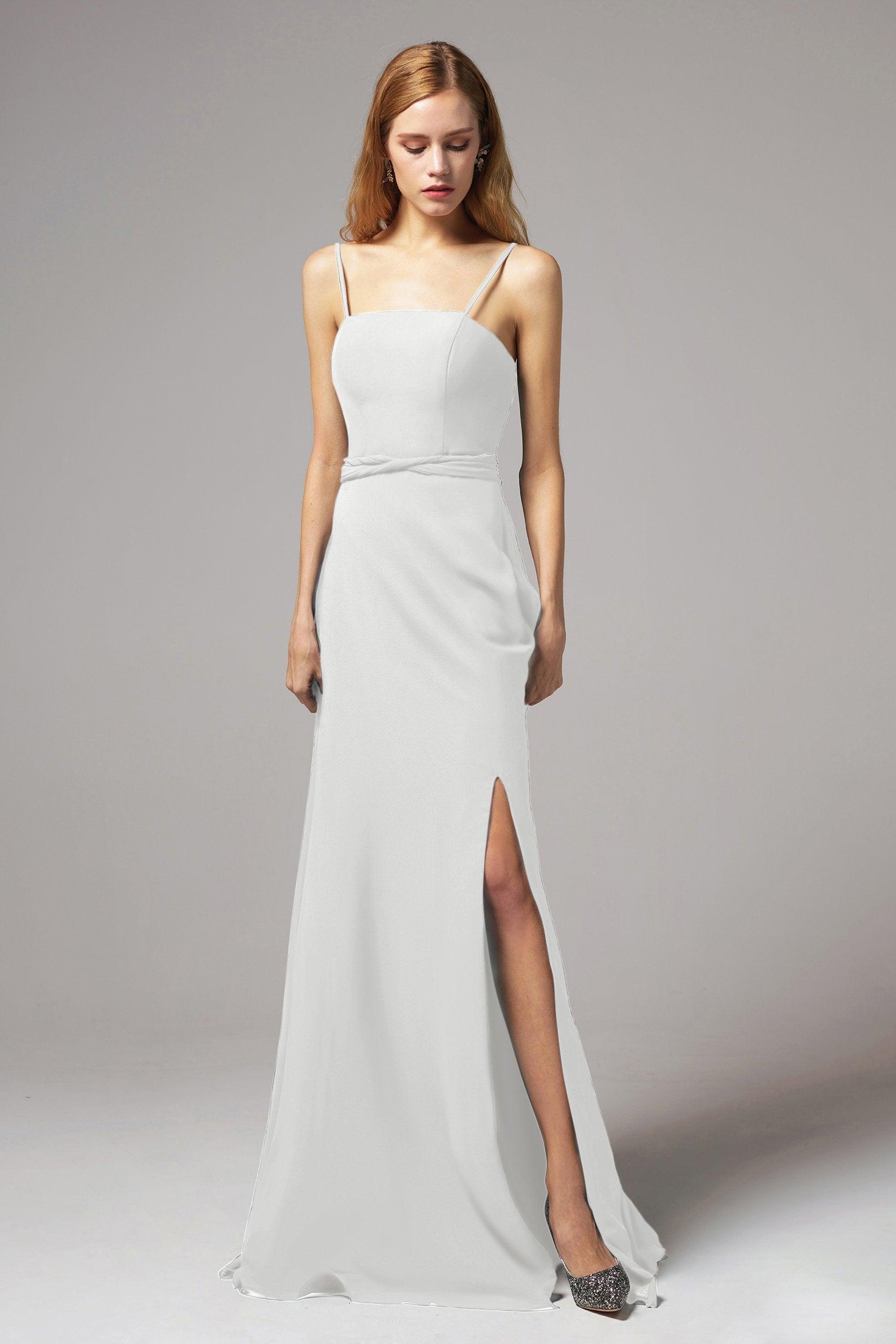 A-Line Floor Length Chiffon Bridesmaid Dress CB0414 - COCOMELODY