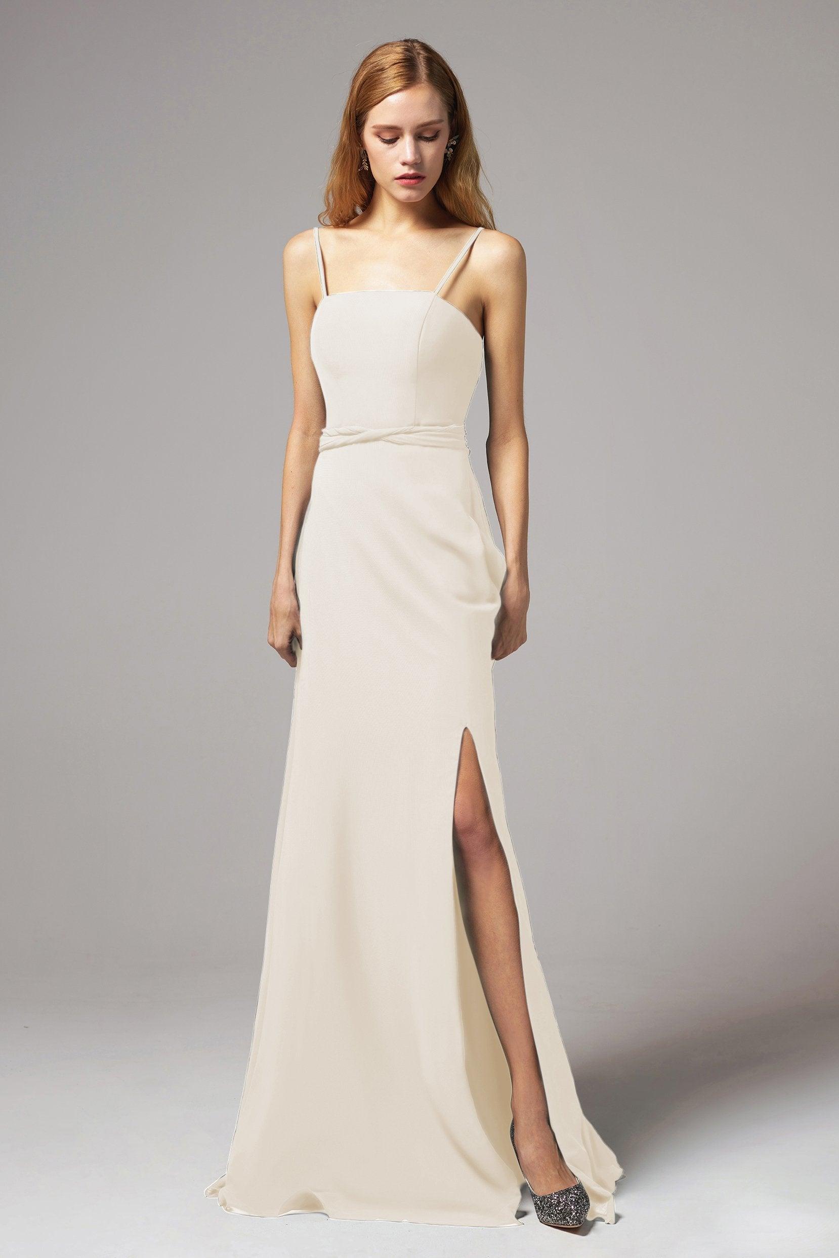A-Line Floor Length Chiffon Bridesmaid Dress CB0414 - COCOMELODY