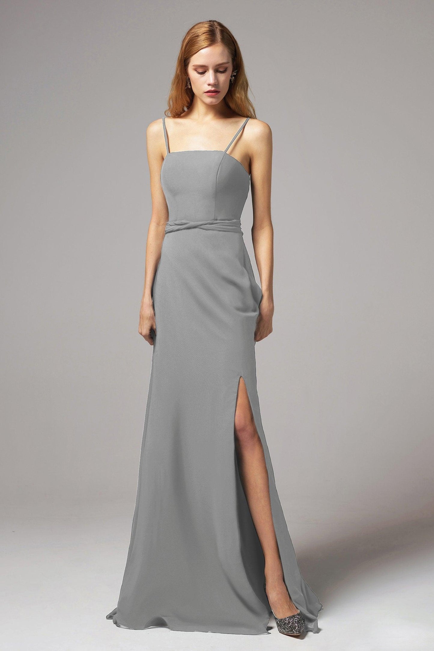 A-Line Floor Length Chiffon Bridesmaid Dress CB0414 - COCOMELODY