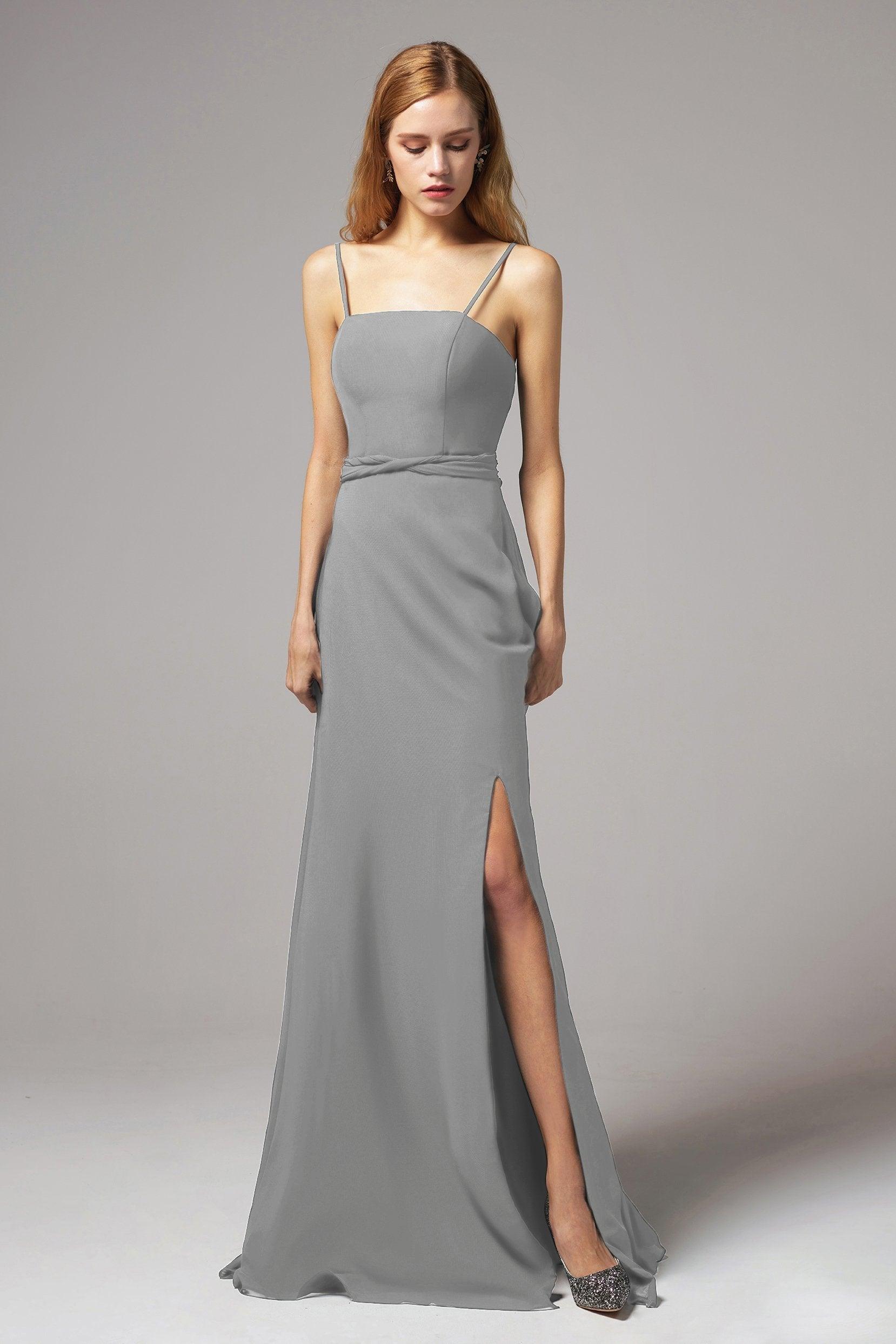 A-Line Floor Length Chiffon Bridesmaid Dress CB0414 - COCOMELODY