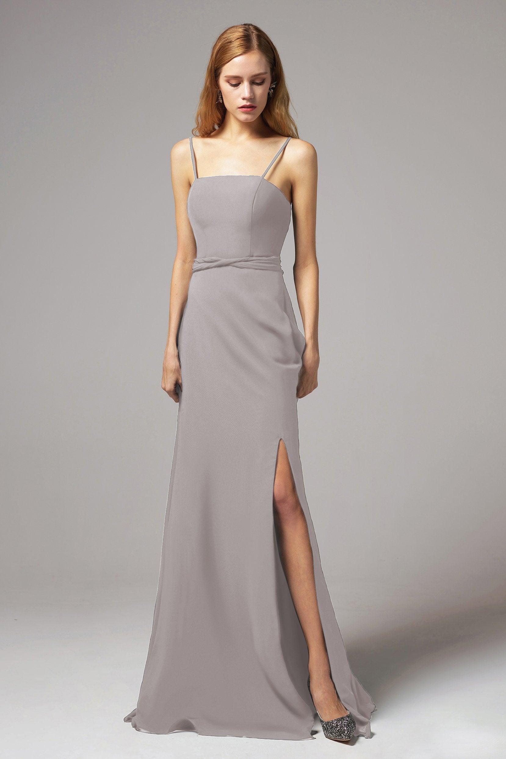 A-Line Floor Length Chiffon Bridesmaid Dress CB0414 - COCOMELODY
