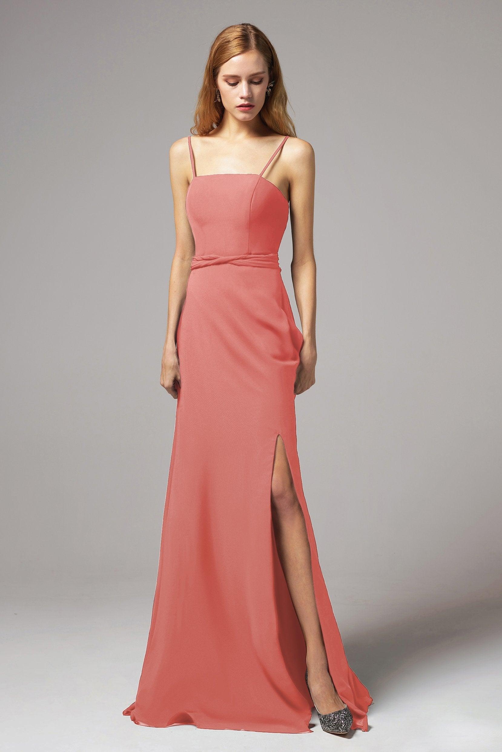 A-Line Floor Length Chiffon Bridesmaid Dress CB0414 - COCOMELODY
