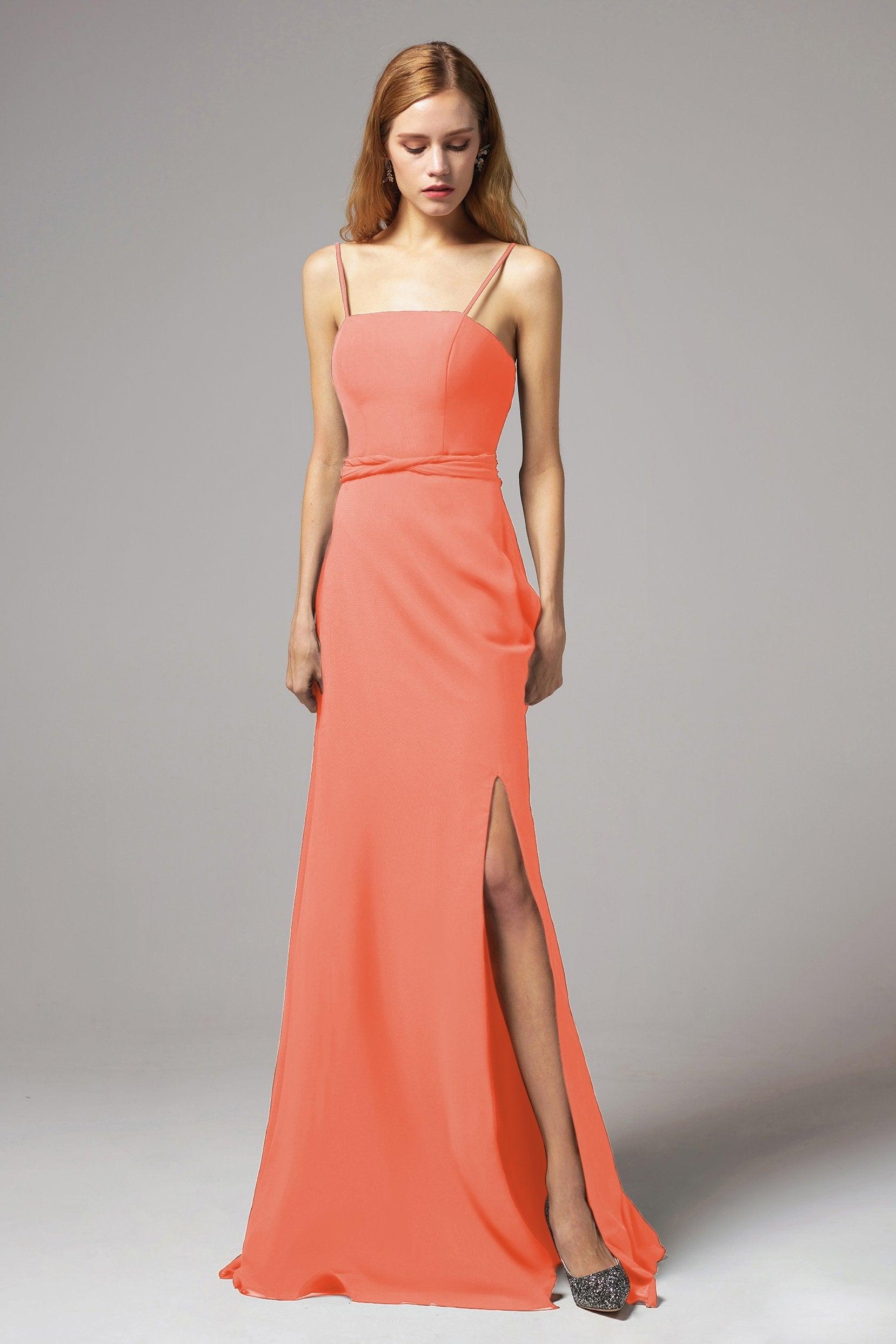 A-Line Floor Length Chiffon Bridesmaid Dress CB0414 - COCOMELODY