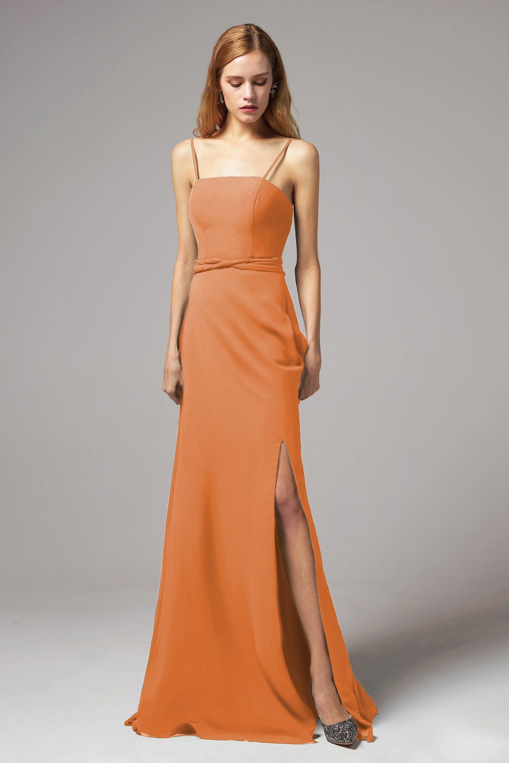 A-Line Floor Length Chiffon Bridesmaid Dress CB0414 - COCOMELODY