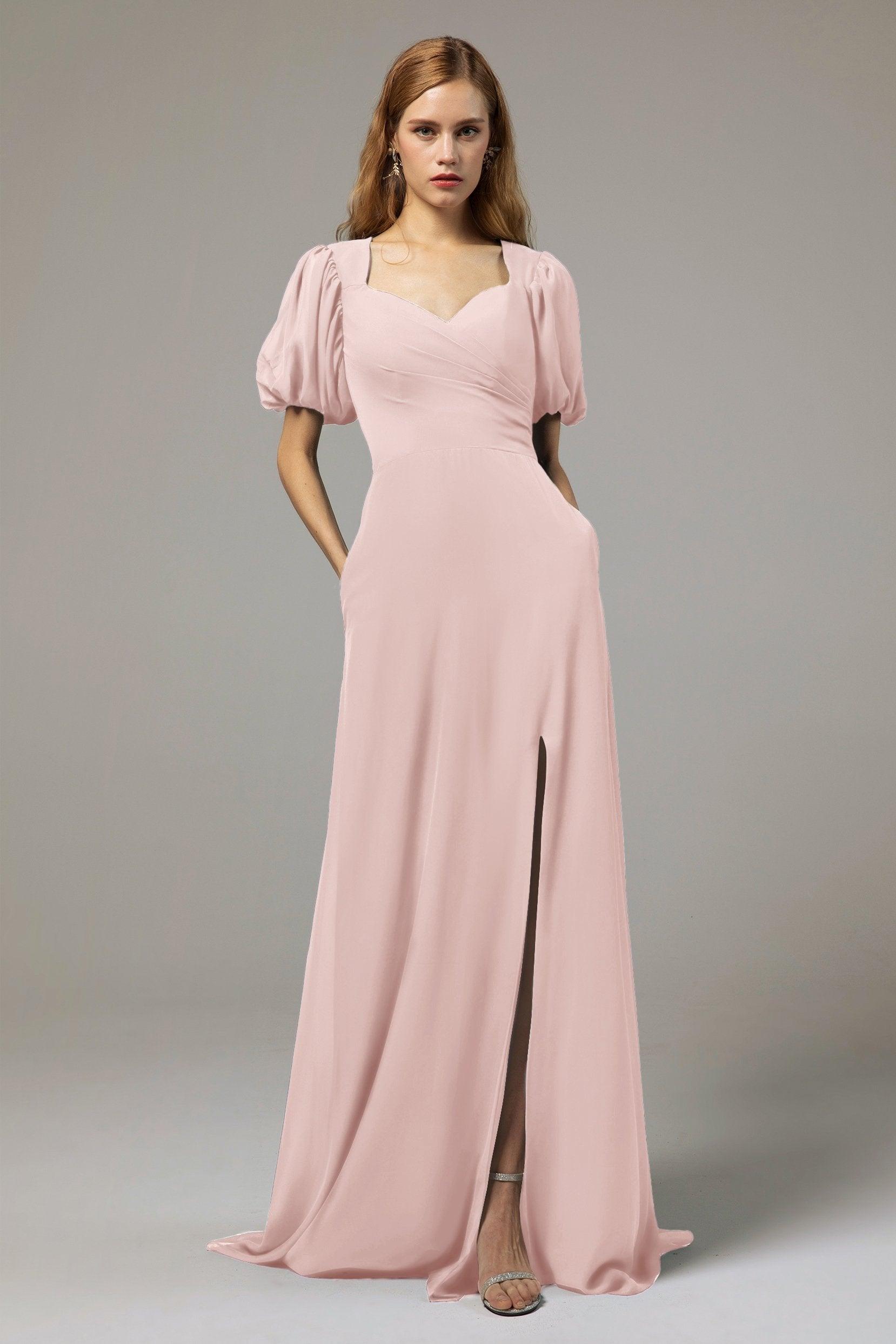 A-Line Floor Length Chiffon Bridesmaid Dress Formal Dresses CB0415 - COCOMELODY