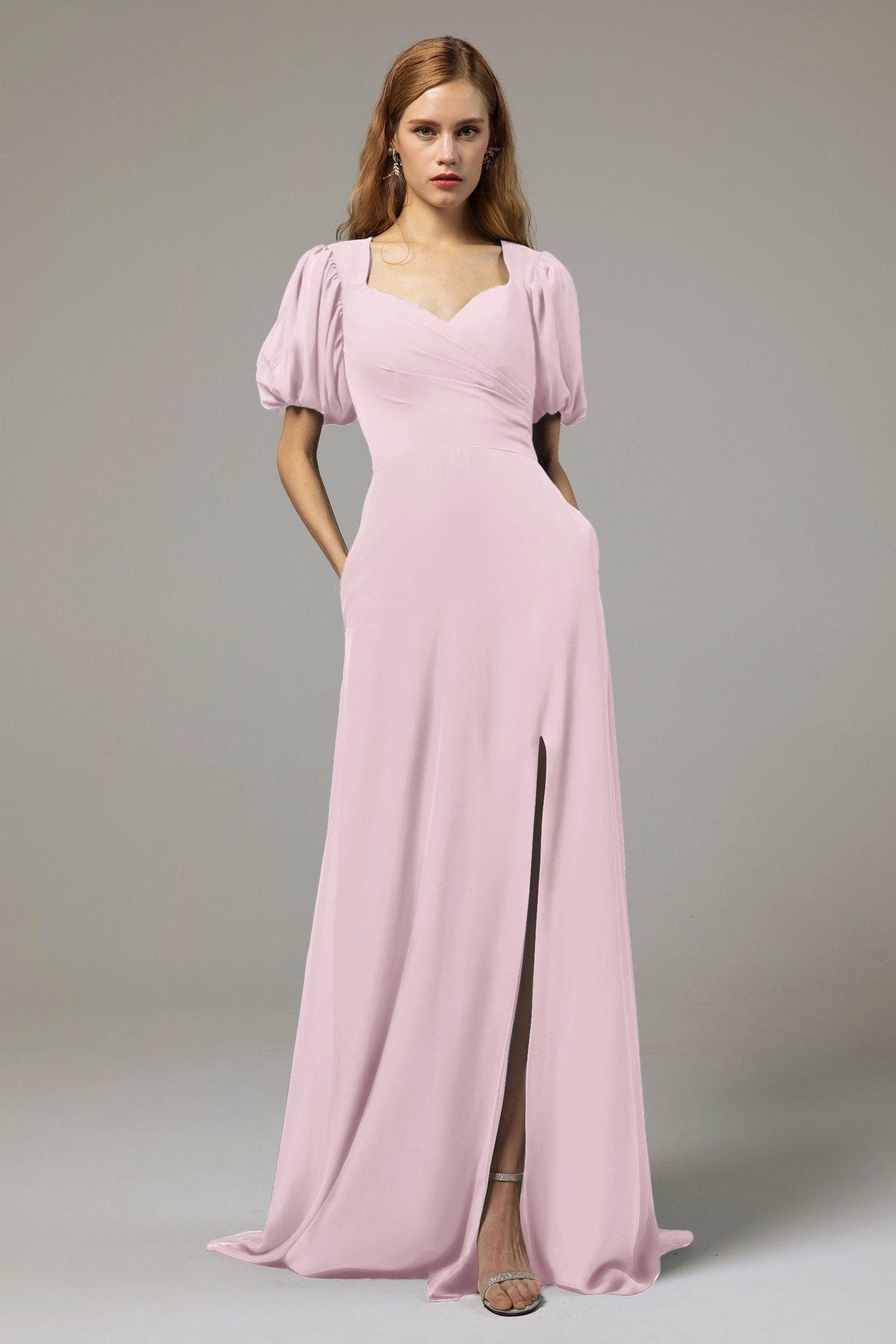 A-Line Floor Length Chiffon Bridesmaid Dress Formal Dresses CB0415 - COCOMELODY