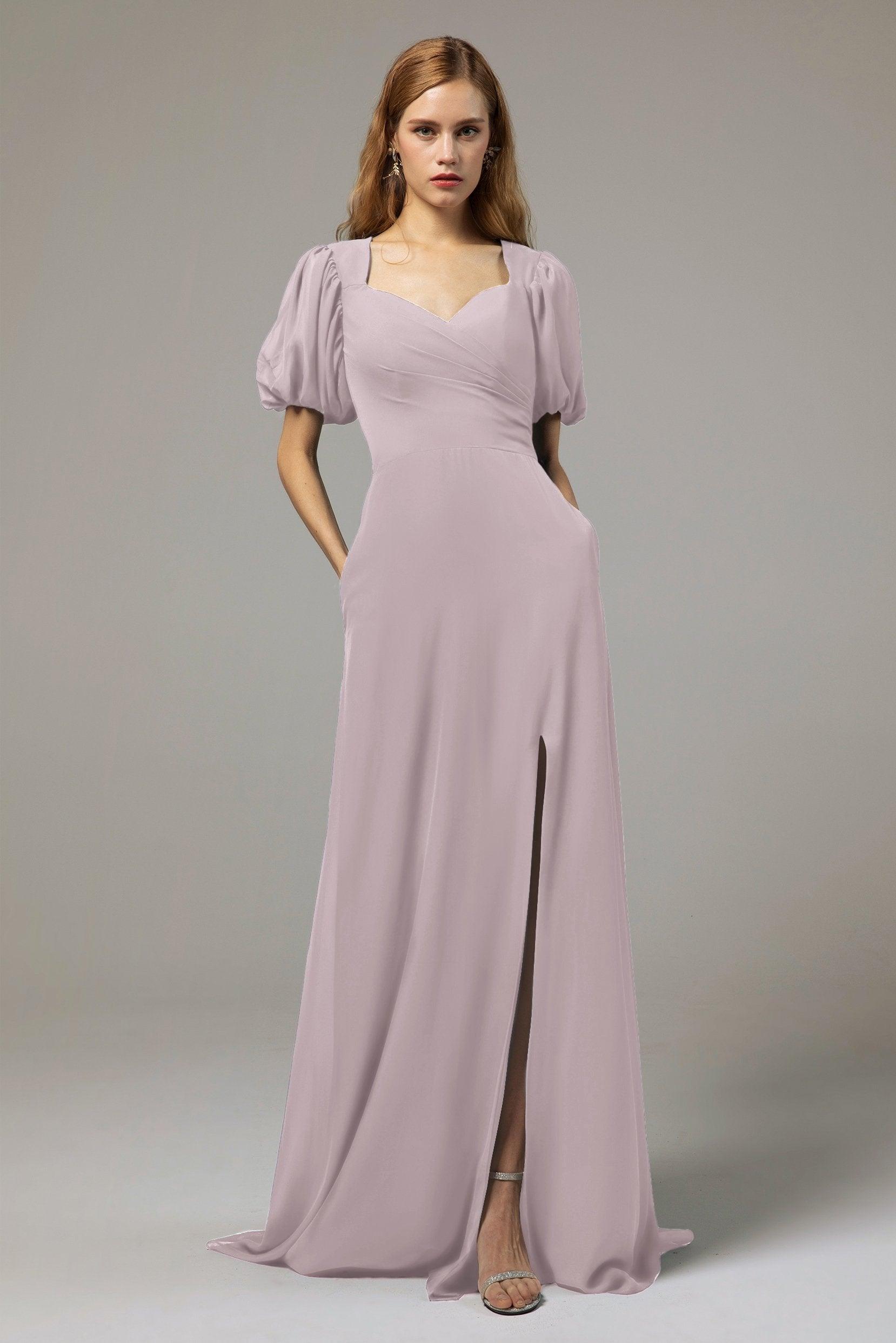 A-Line Floor Length Chiffon Bridesmaid Dress Formal Dresses CB0415 - COCOMELODY