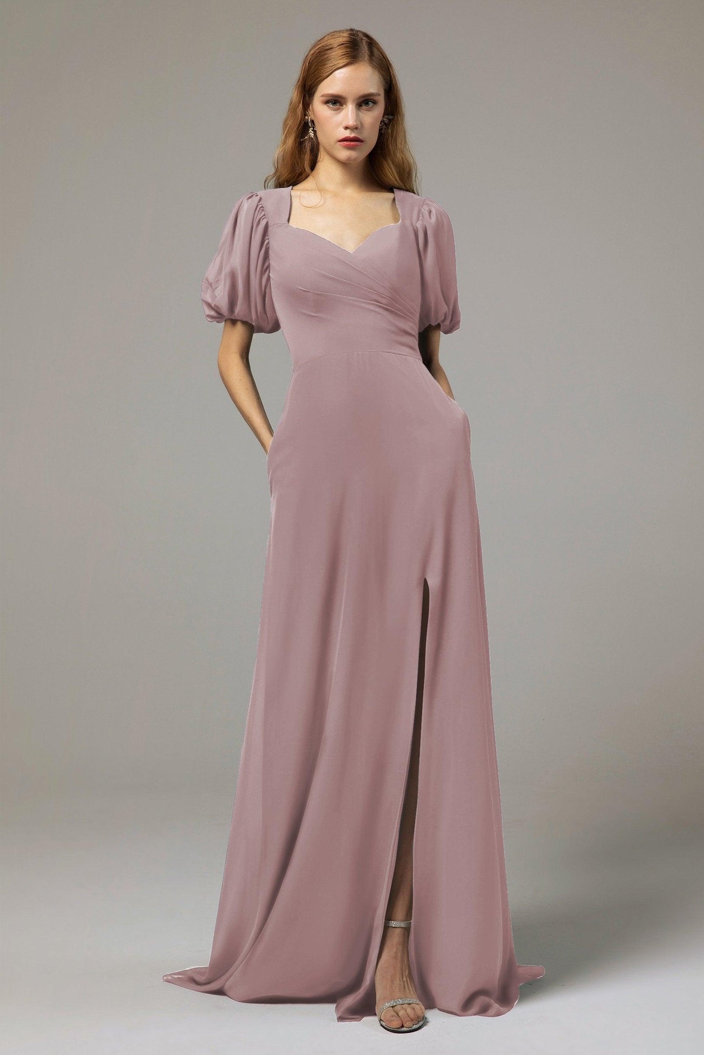 A-Line Floor Length Chiffon Bridesmaid Dress Formal Dresses CB0415 - COCOMELODY