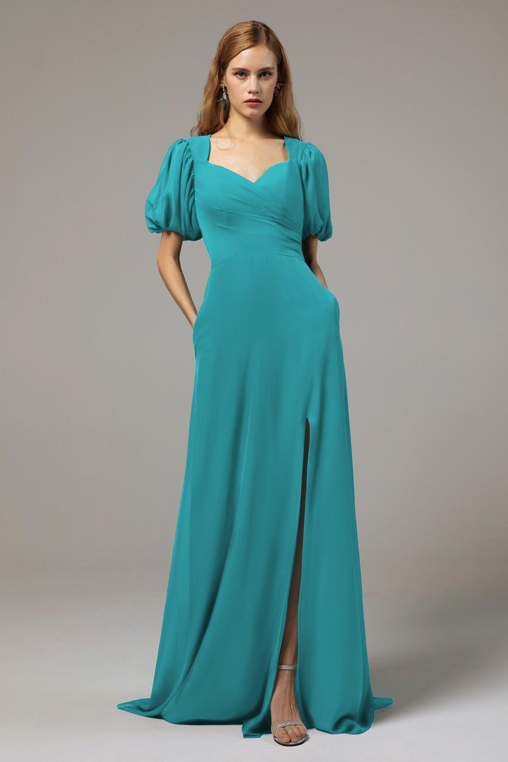 A-Line Floor Length Chiffon Bridesmaid Dress Formal Dresses CB0415 - COCOMELODY