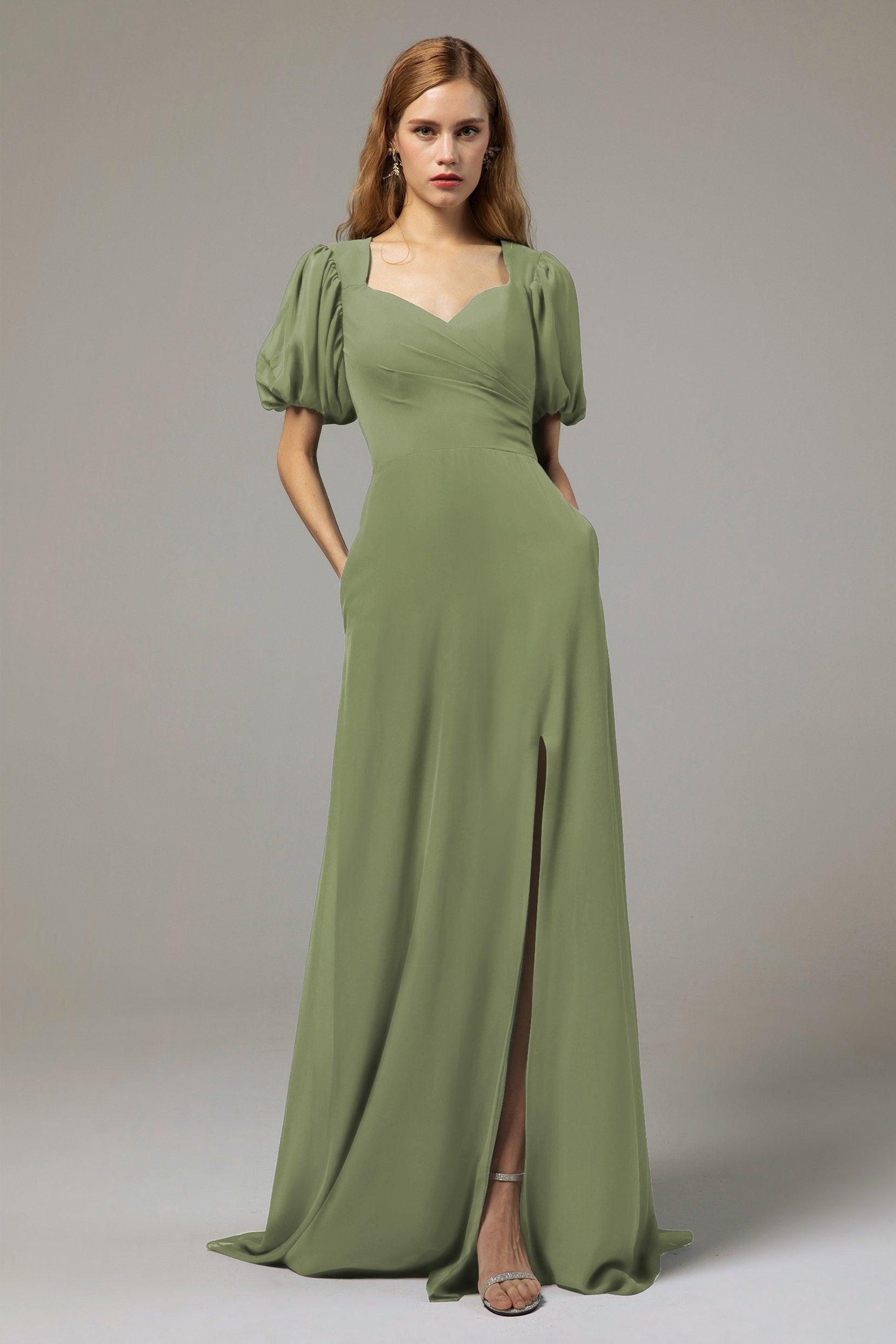 A-Line Floor Length Chiffon Bridesmaid Dress Formal Dresses CB0415 - COCOMELODY